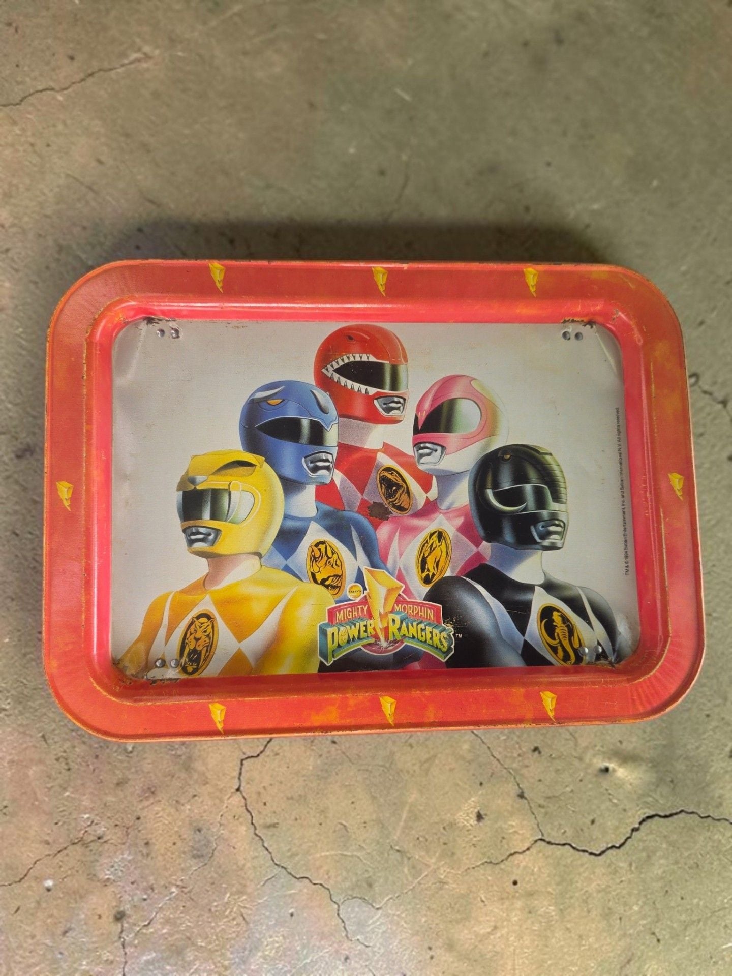 Mighty Morphin Power Rangers 1994 Metal TV Breakfast Tray 1