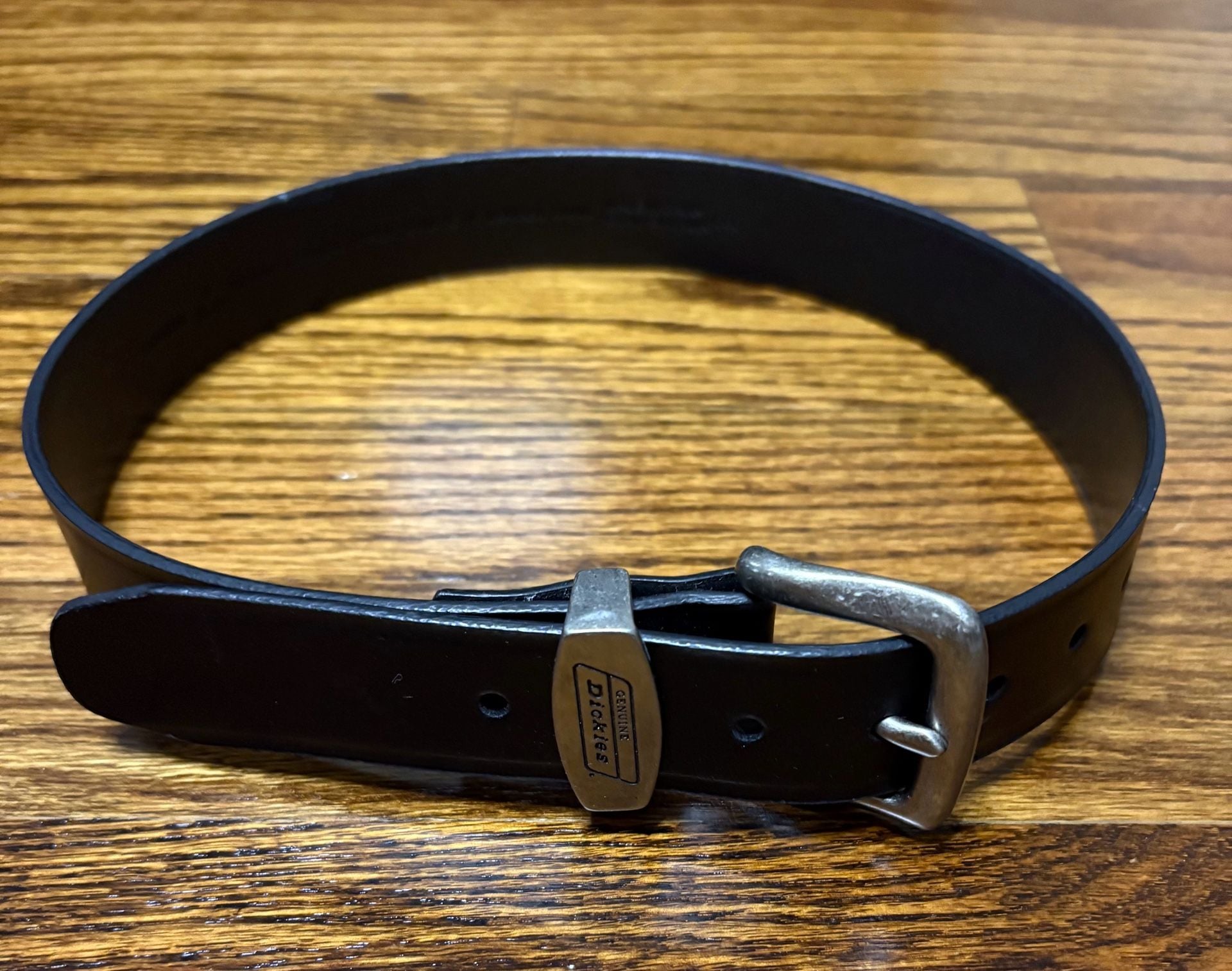 Dickies Leather Belt Size S 22-24 Black Silver Buckle 1