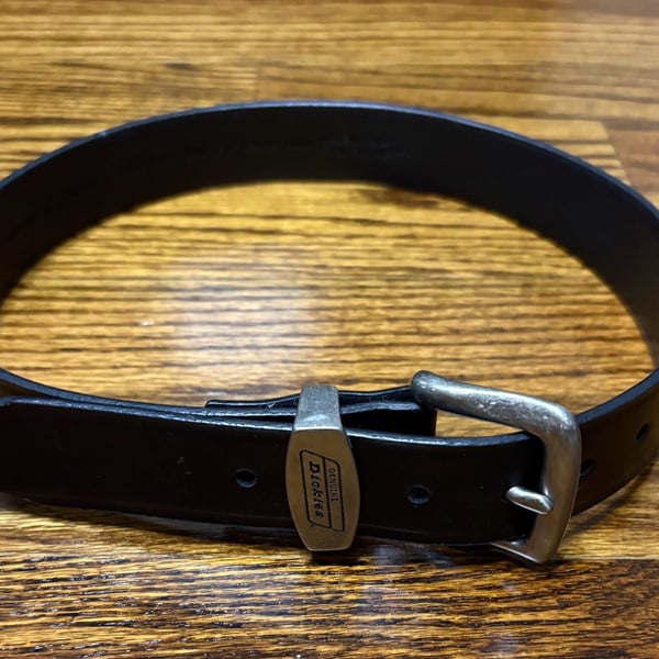 Dickies Leather Belt Size S 22-24 Black Silver Buckle