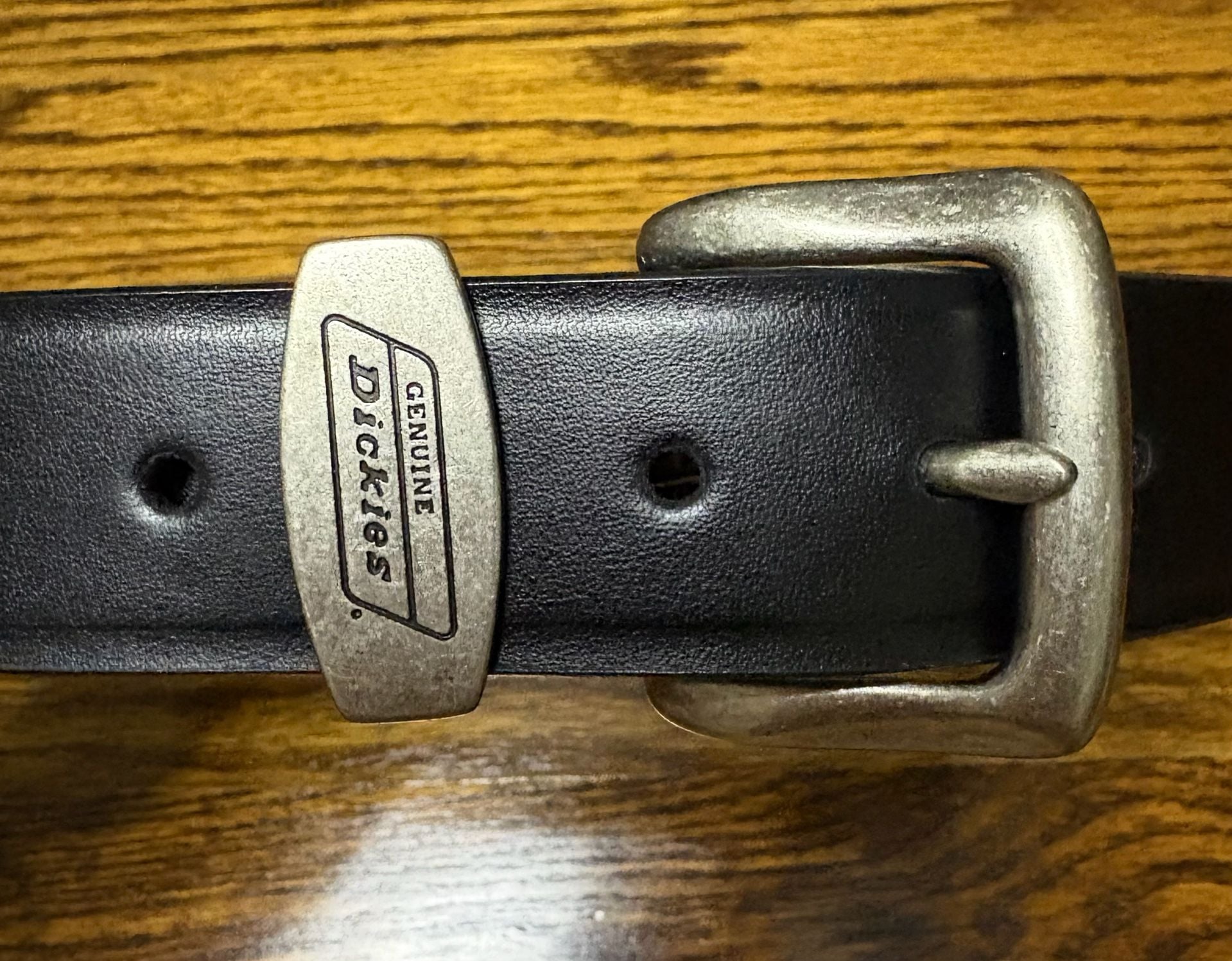 Dickies Leather Belt Size S 22-24 Black Silver Buckle 2