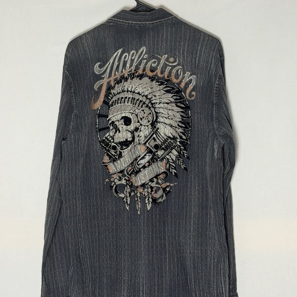 Affliction Ratify L/S Woven Size L Black Long Sleeve Shirt
