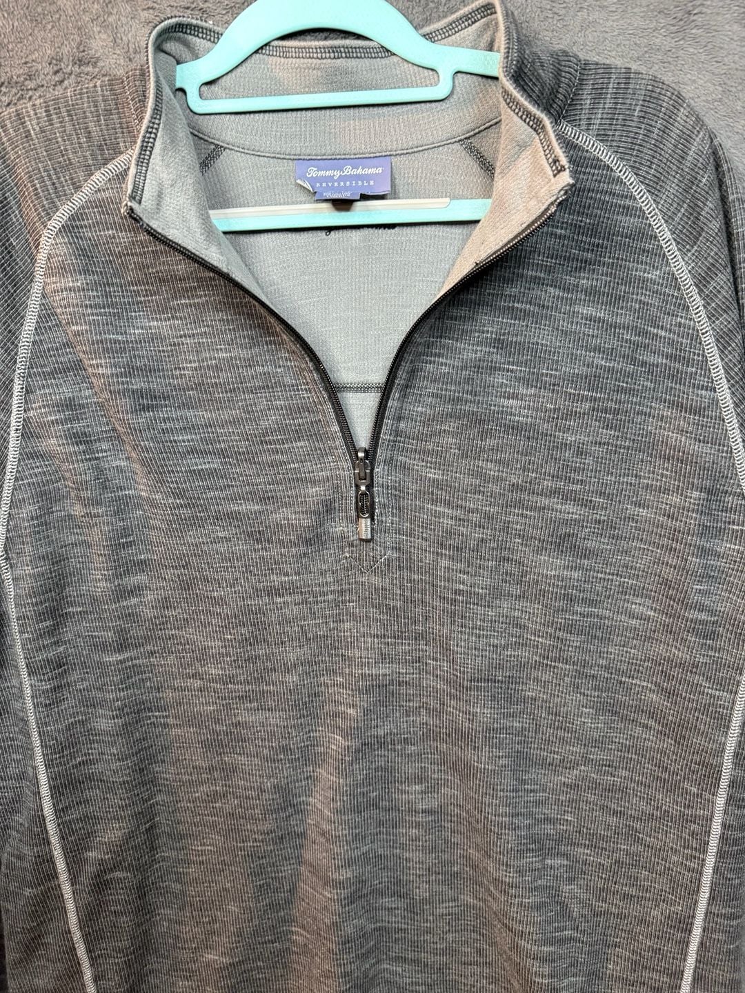 Men’s Tommy Bahama Reversible Quarter Zip Pullover Size XL Gray Cotton Blend #7 3