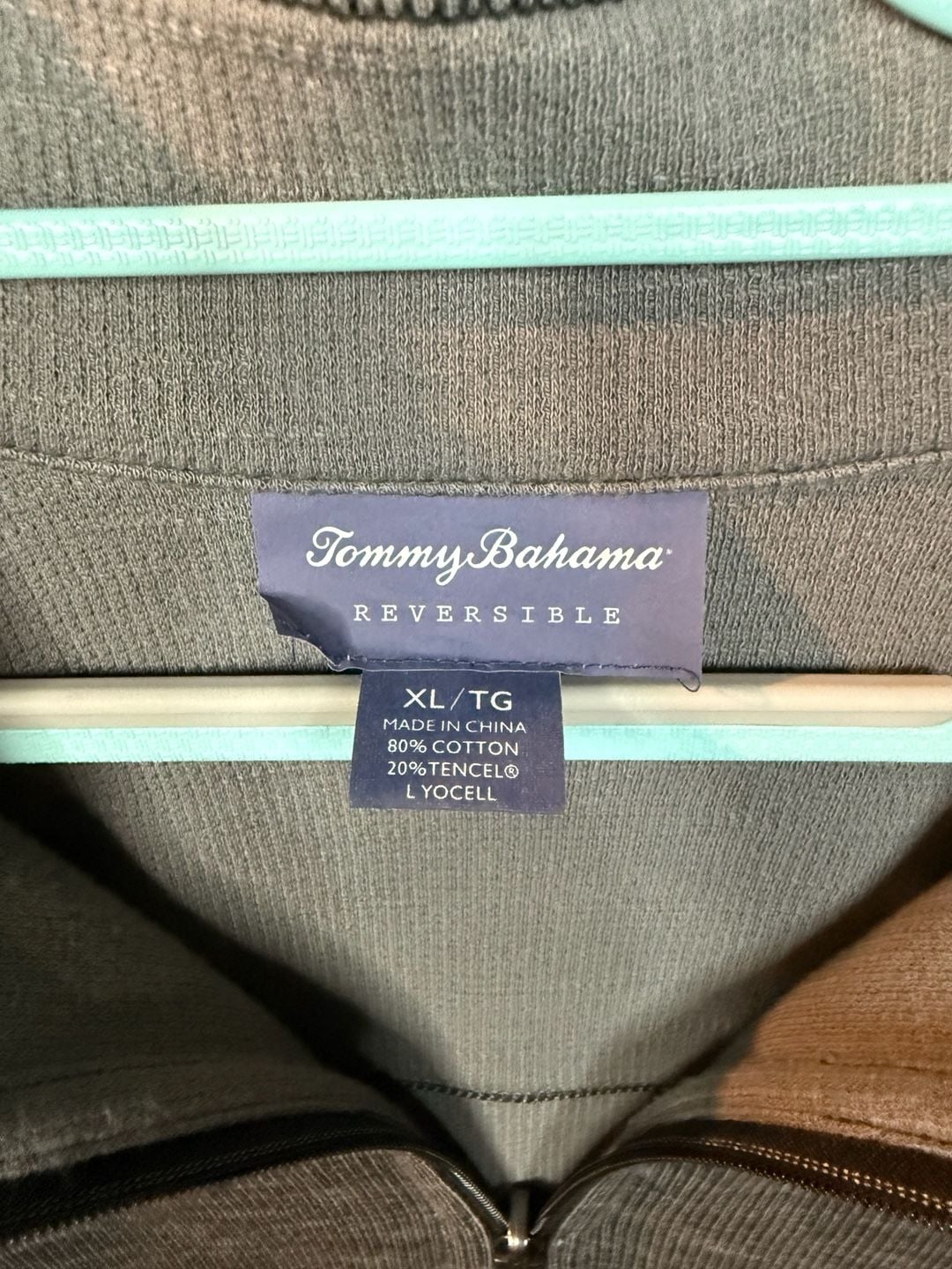 Men’s Tommy Bahama Reversible Quarter Zip Pullover Size XL Gray Cotton Blend #7 4