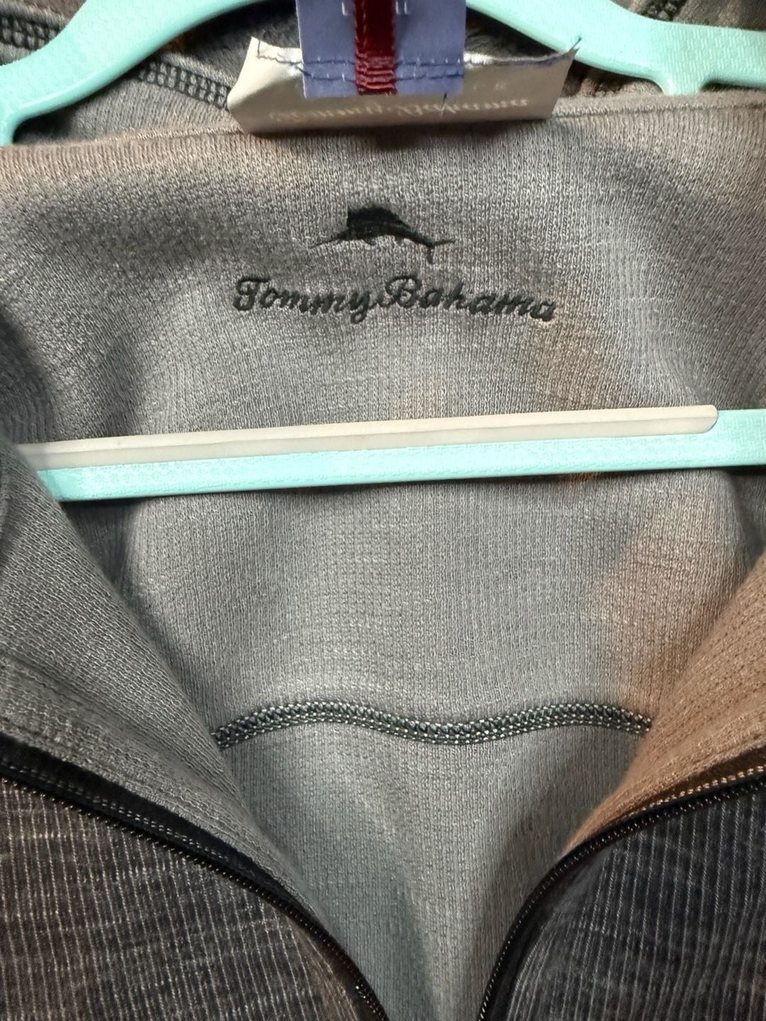 Men’s Tommy Bahama Reversible Quarter Zip Pullover Size XL Gray Cotton Blend #7 5