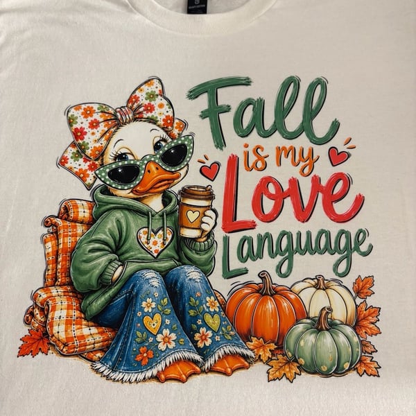 Gildan Fall Is My Love Language Duck T-Shirt White