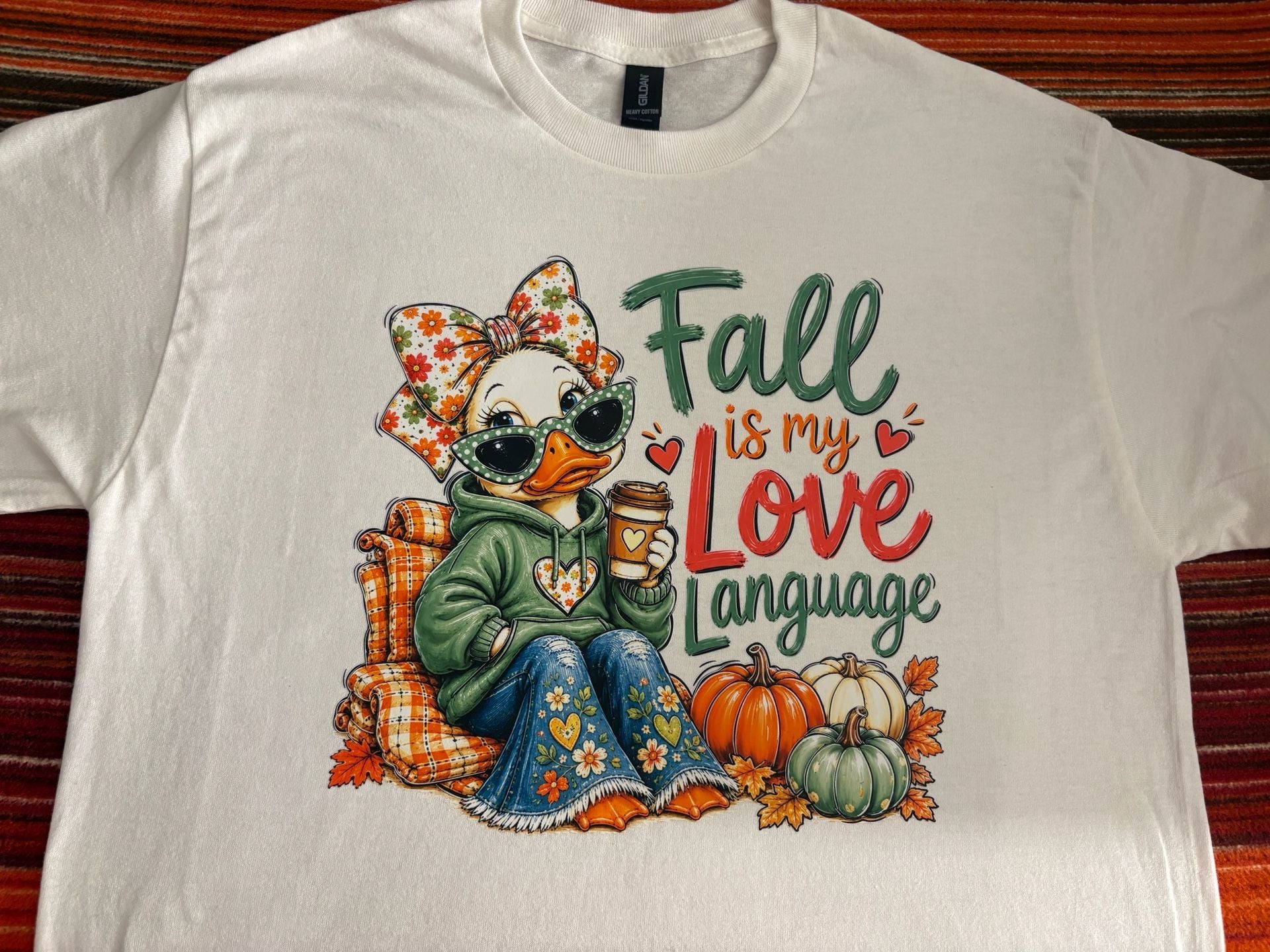 Gildan Fall Is My Love Language Duck T-Shirt White 3