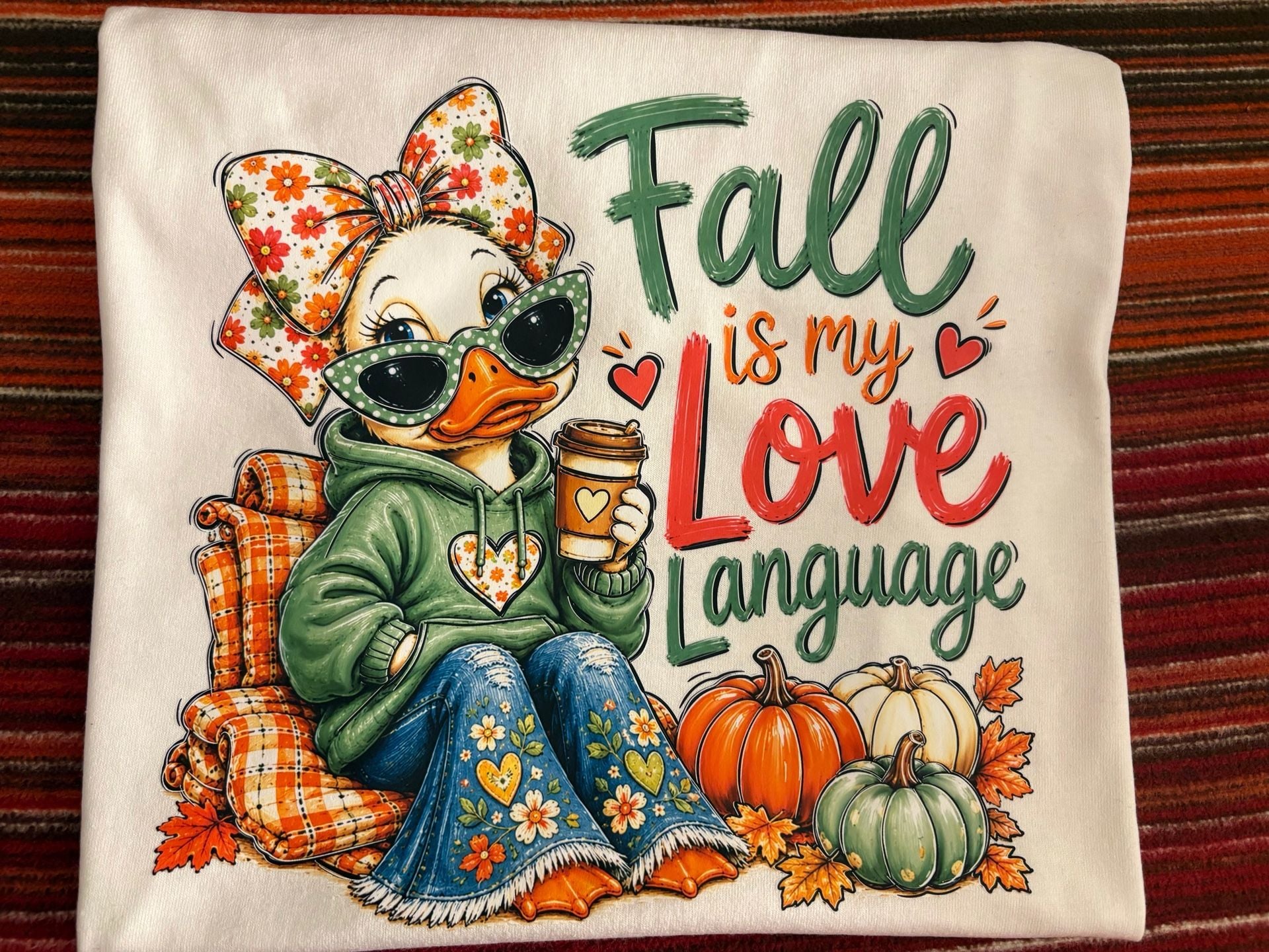 Gildan Fall Is My Love Language Duck T-Shirt White 4