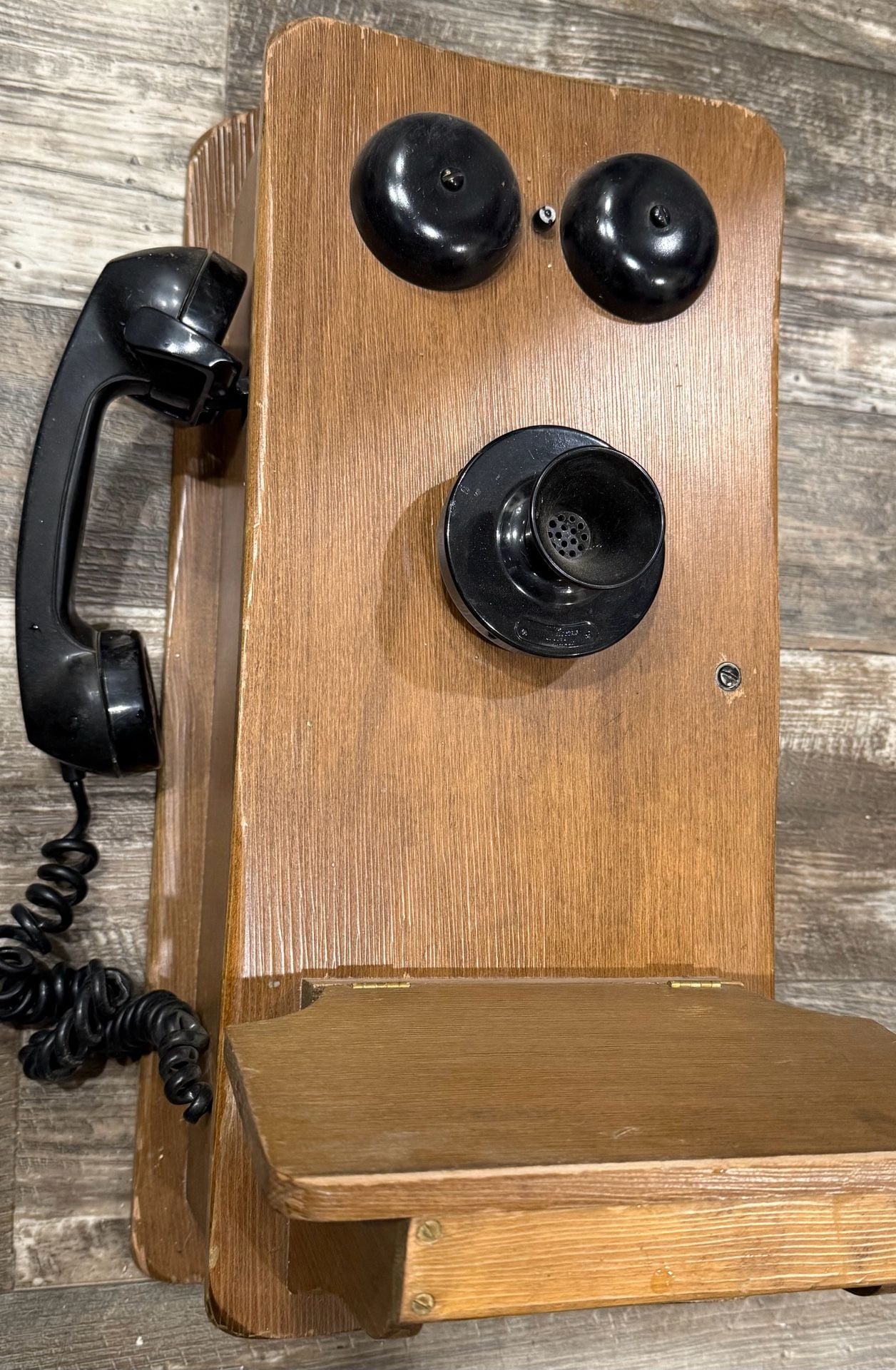 Vintage Oak Wood Wall Telephone 2