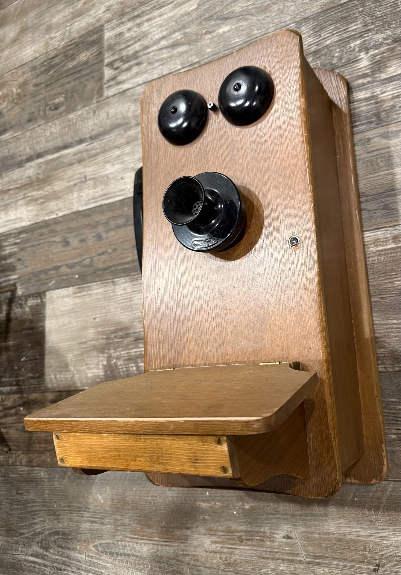 Vintage Oak Wood Wall Telephone 3