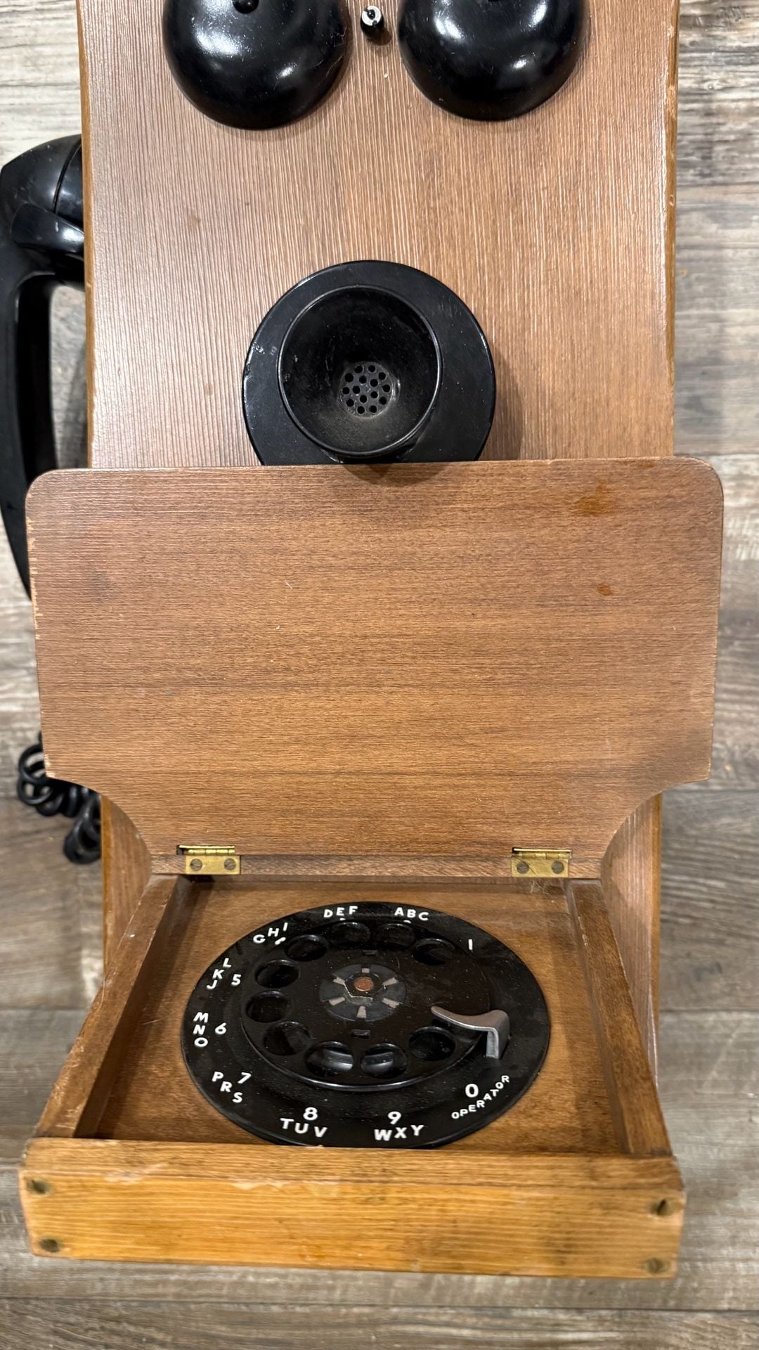 Vintage Oak Wood Wall Telephone 4