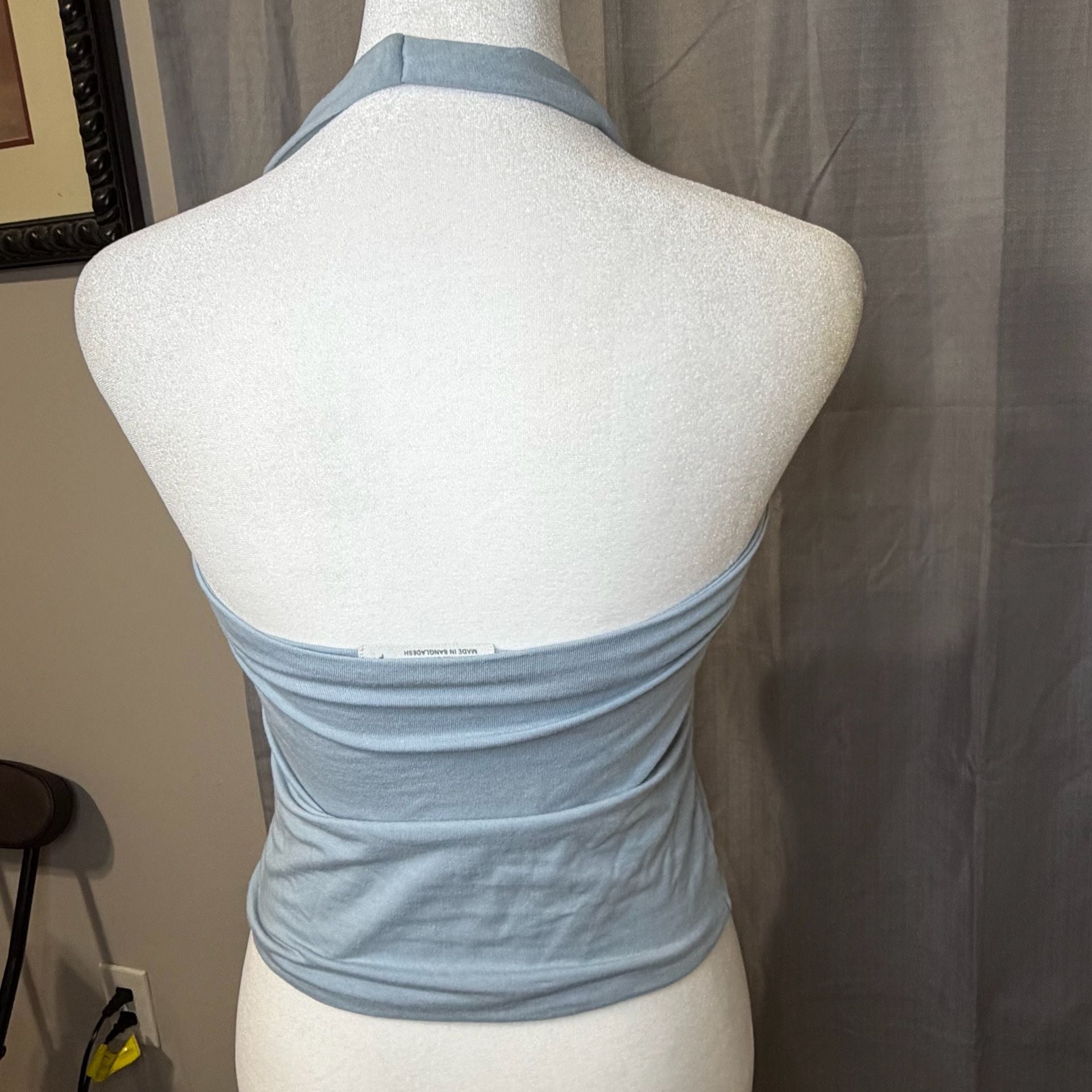 Cotton On Halter Top Size S Blue Ribbed Sleeveless Tank 4