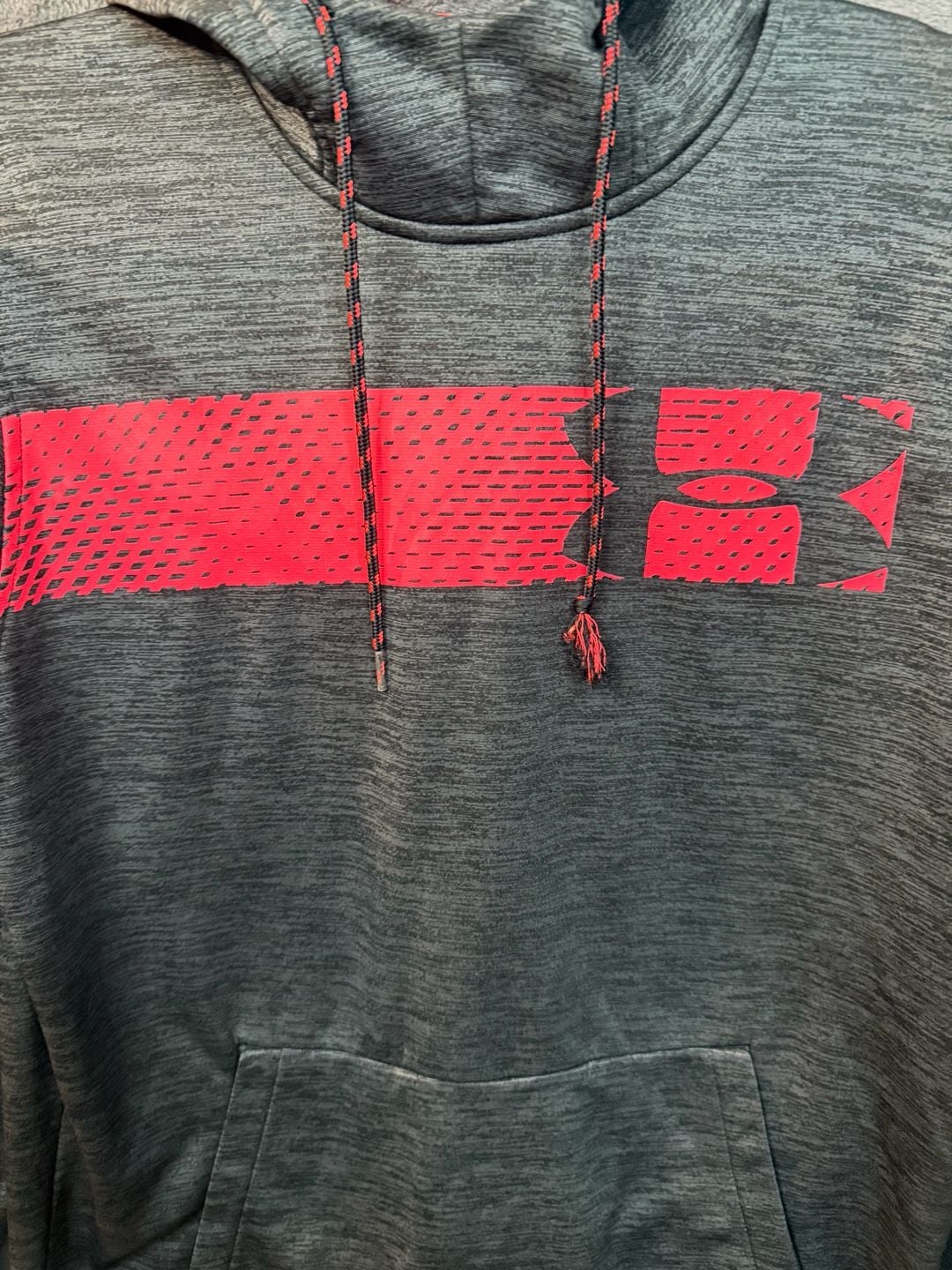 Men’s Under Armour ColdGear Hoodie Size MD Gray Pink Loose Fit Pullover Sweatshirt #8 4