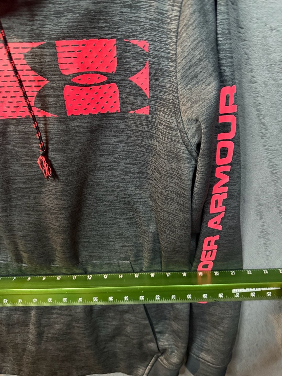 Men’s Under Armour ColdGear Hoodie Size MD Gray Pink Loose Fit Pullover Sweatshirt #8 7
