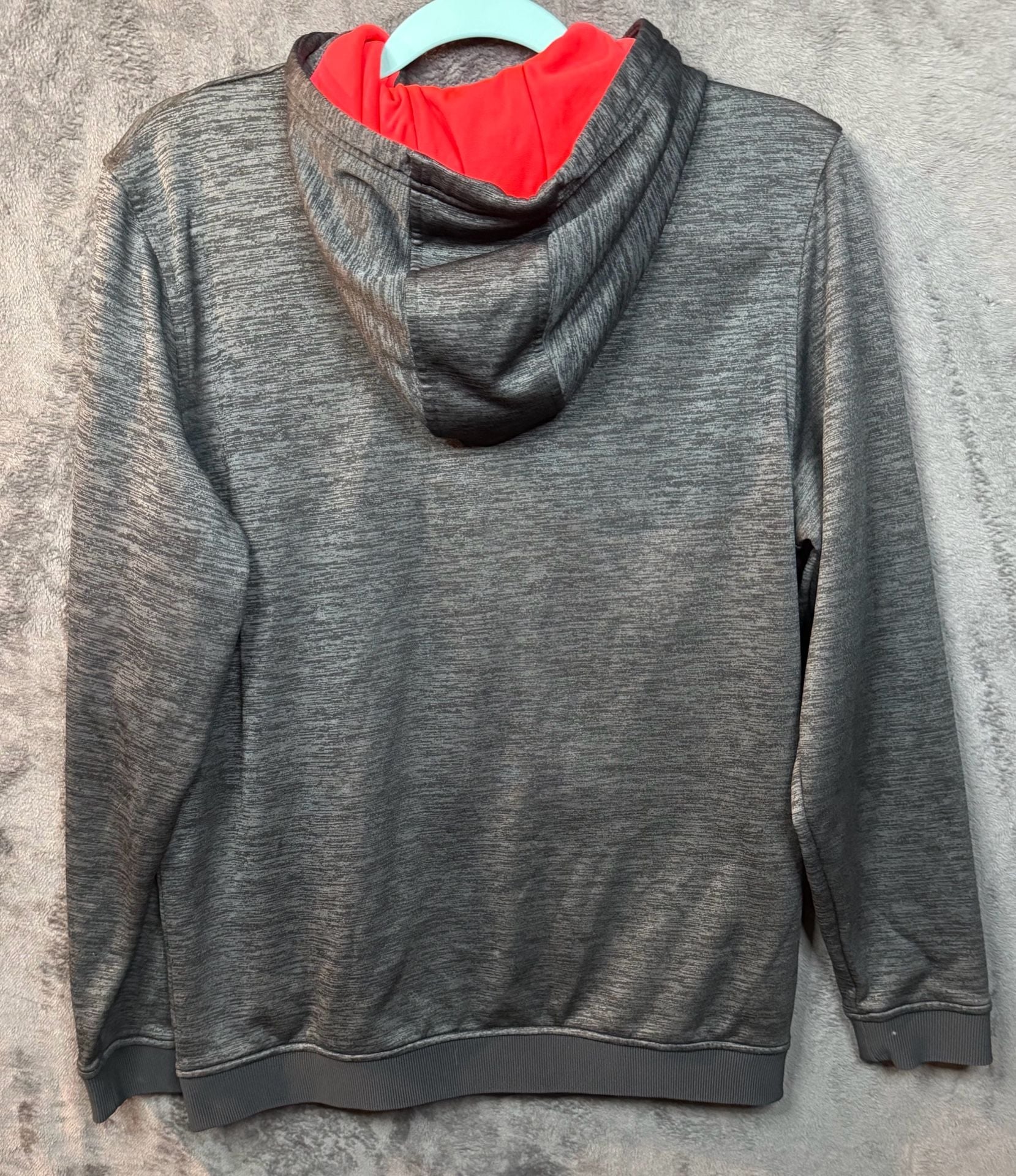 Men’s Under Armour ColdGear Hoodie Size MD Gray Pink Loose Fit Pullover Sweatshirt #8 8