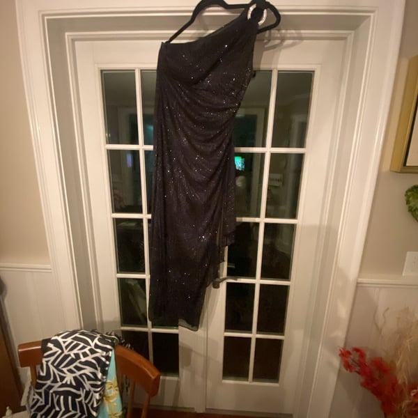 R&M Richards Glitter Dress Size 6P Black