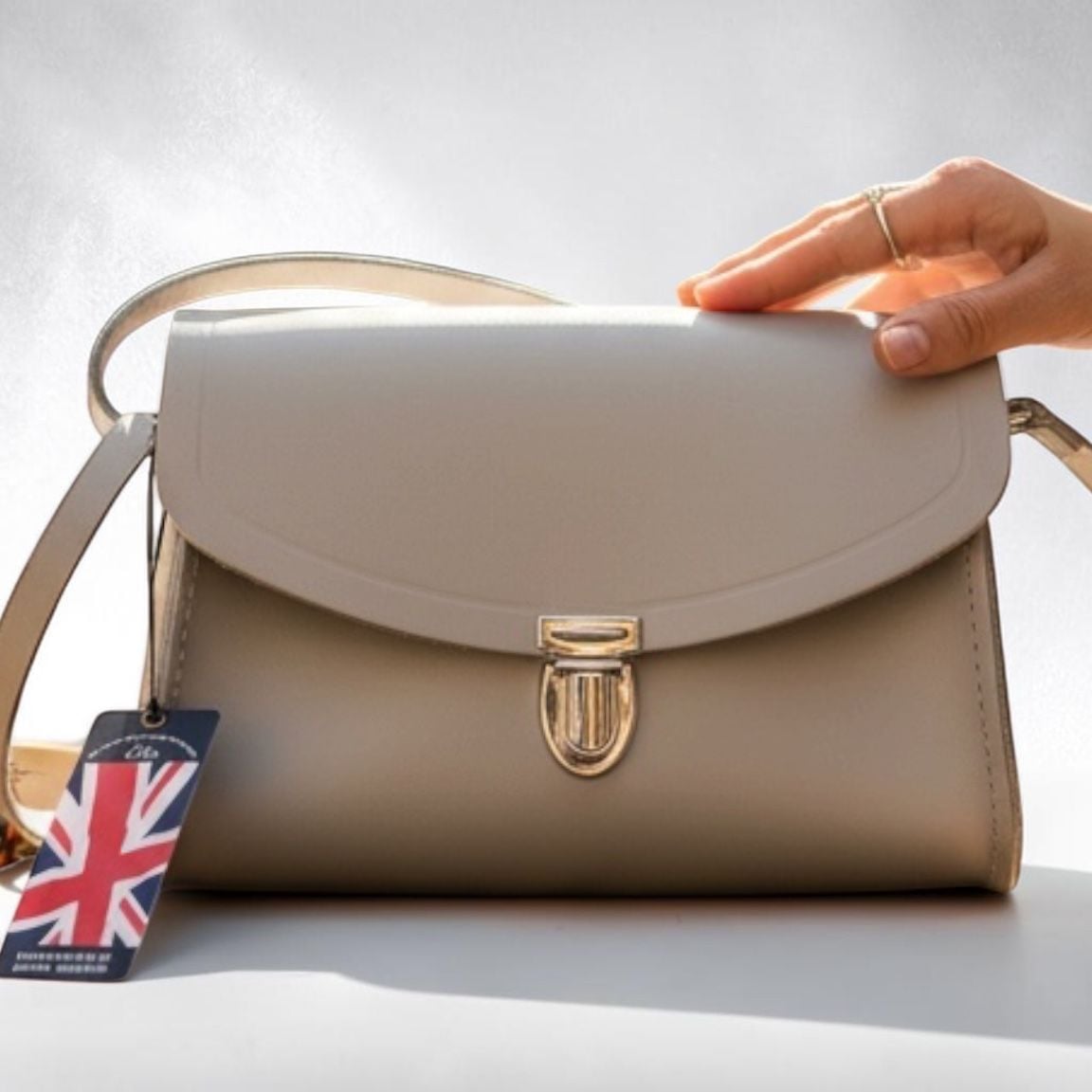 The Cambridge Satchel Company Push Lock Crossbody Bag Grey Leather 2