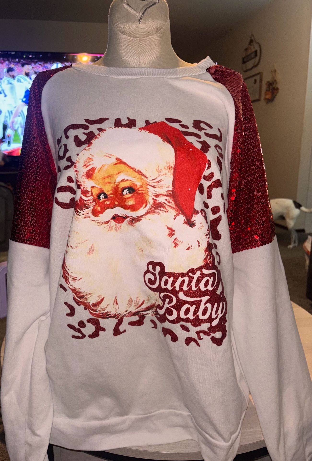 White Santa Baby Sequin Sweatshirt – , 2