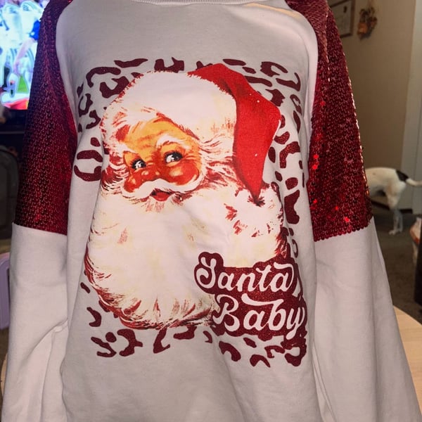 White Santa Baby Sequin Sweatshirt – ,