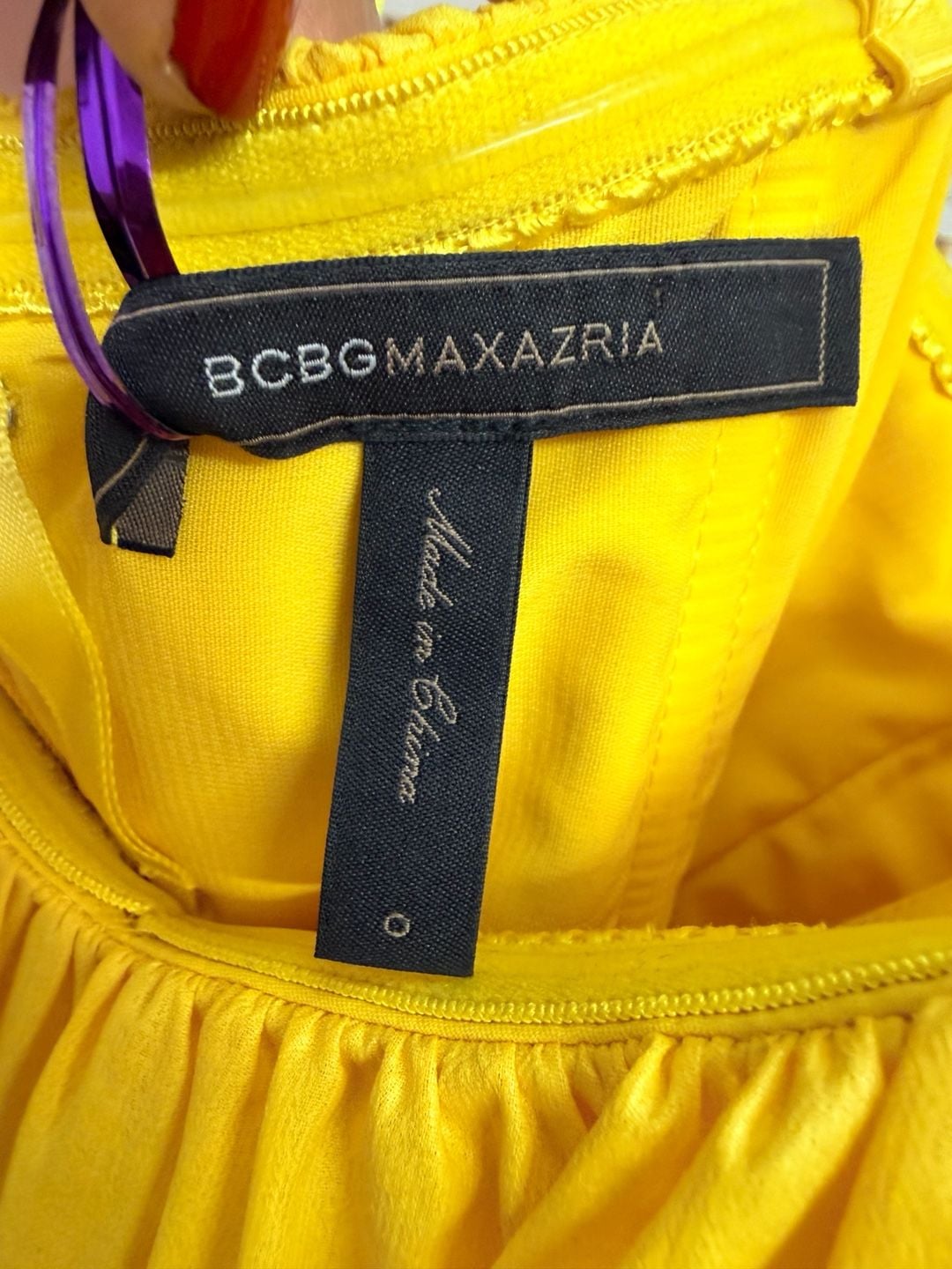 BCBGMAXAZRIA Maras Halter Maxi Dress Size 0 Yellow Chiffon Belted Gown 4