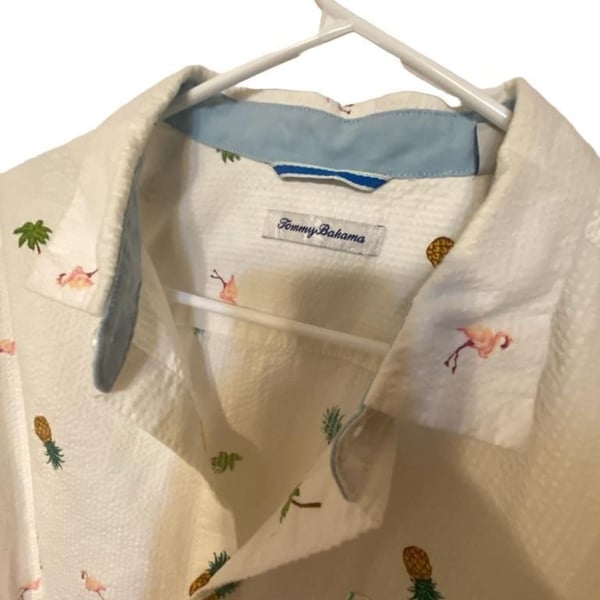 Tommy Bahama Button-Down Shirt Size XL/TG White Tropical Print