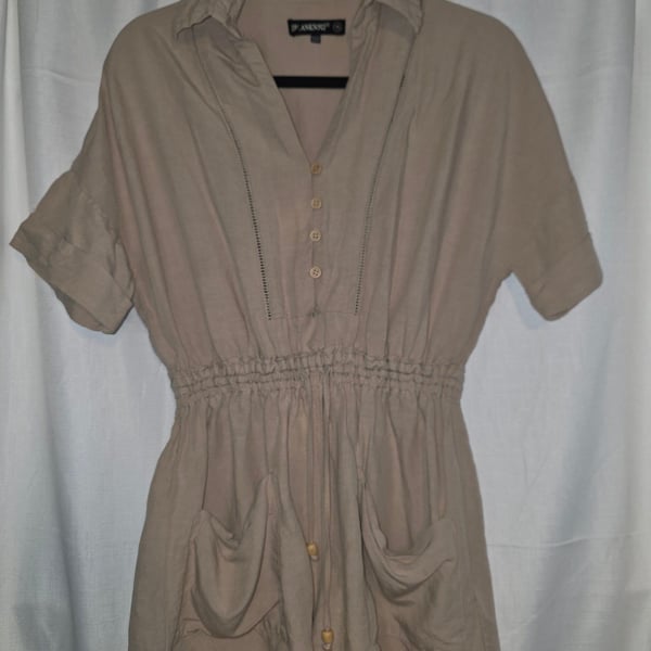 BlankNYC Romper Size XS Tan Button Front Utility Short Sleeved Pocket