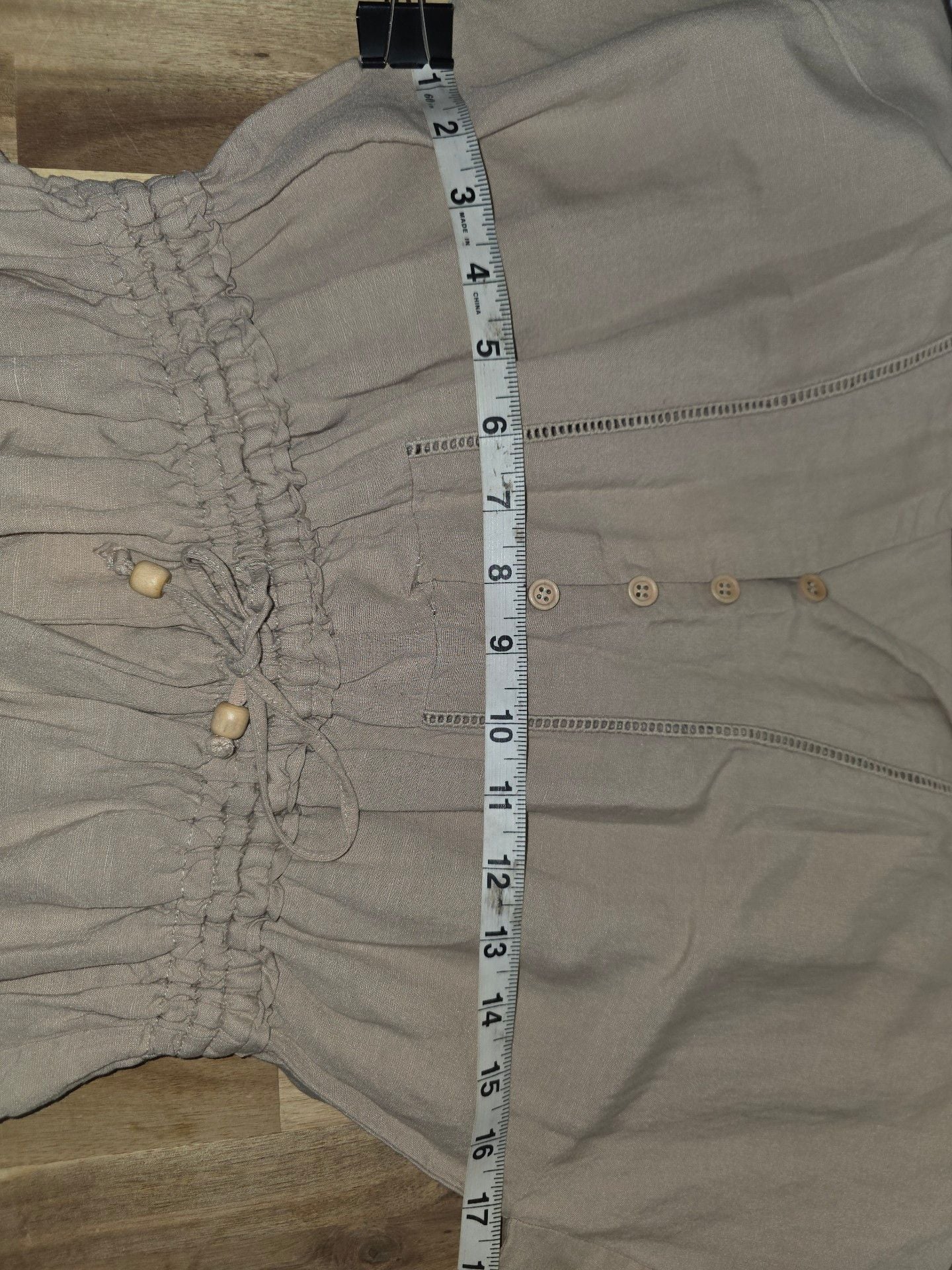 BlankNYC Romper Size XS Tan Button Front Utility Short Sleeved Pocket 9