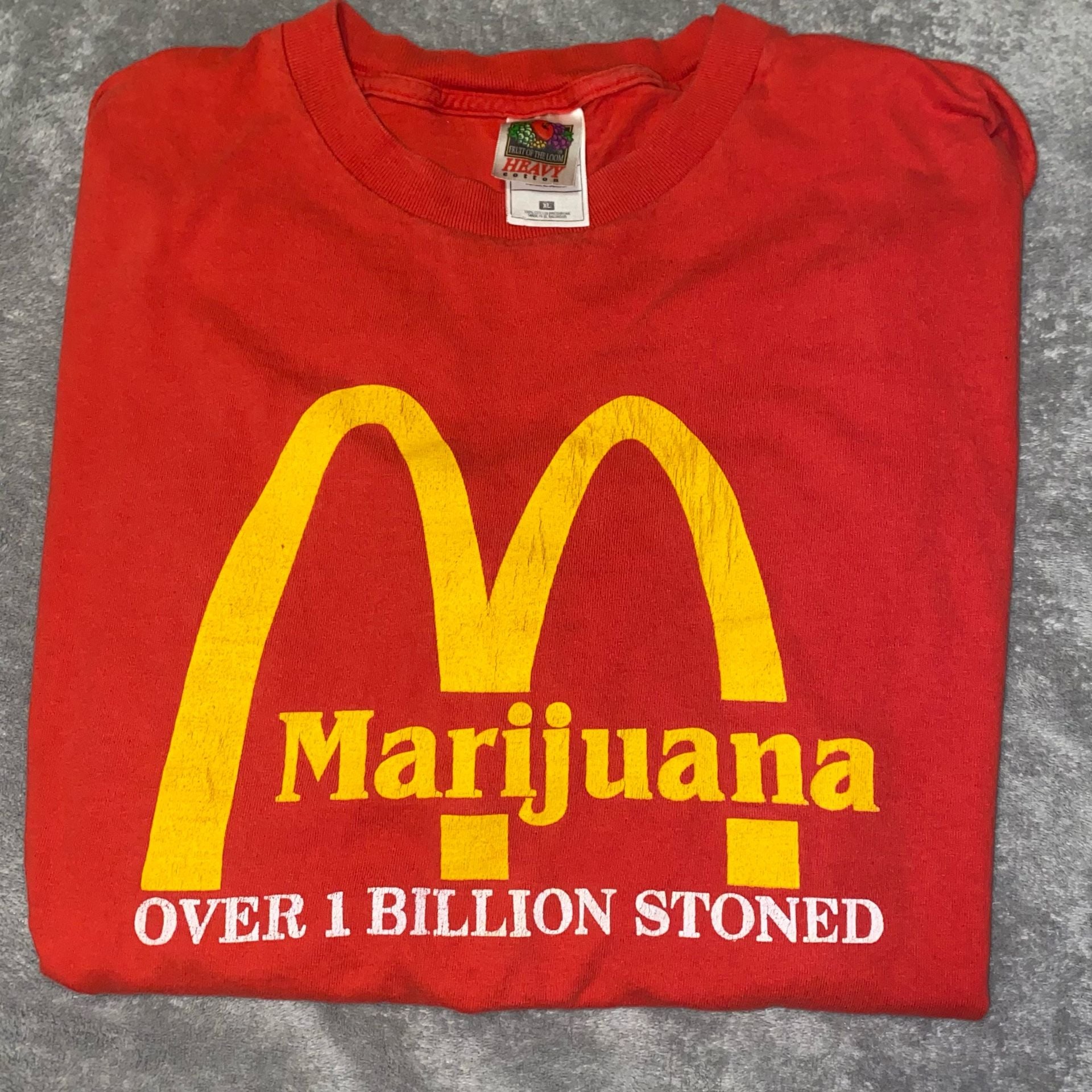 Fruit of the Loom McDonald's Marijuana T-Shirt Size XL Red Parody 420 2