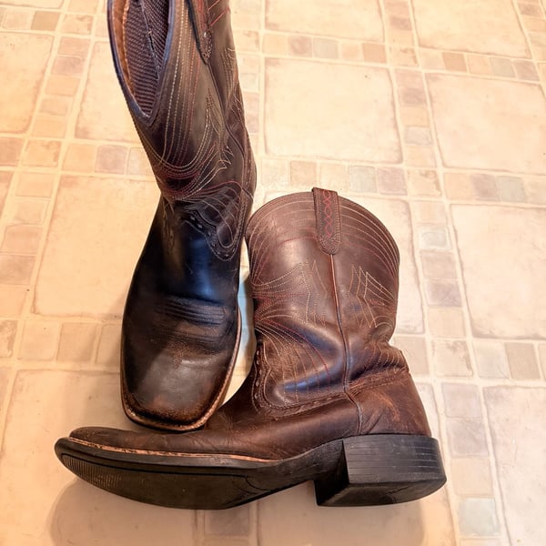 Ariat Sport Wide Square Toe Western Boots Brown Leather 10.5D