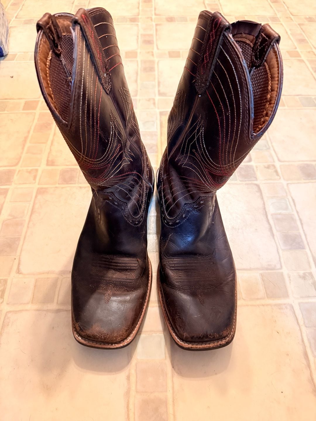 Ariat Sport Wide Square Toe Western Boots Brown Leather 10.5D
 8