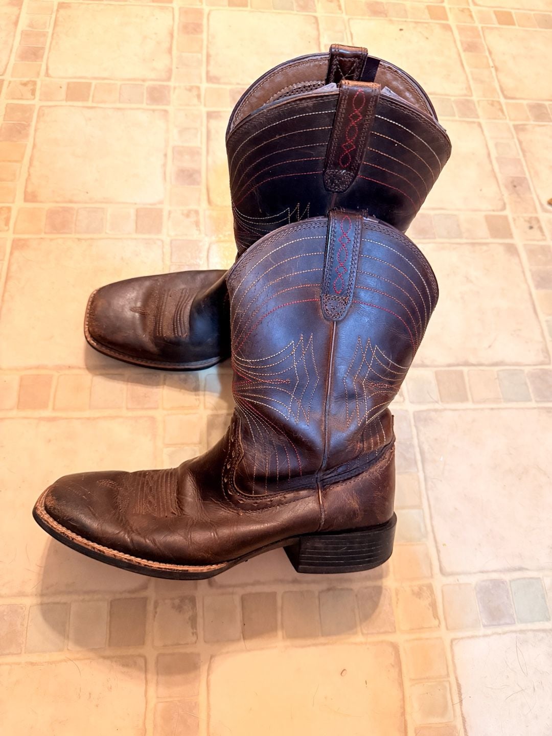 Ariat Sport Wide Square Toe Western Boots Brown Leather 10.5D
 9