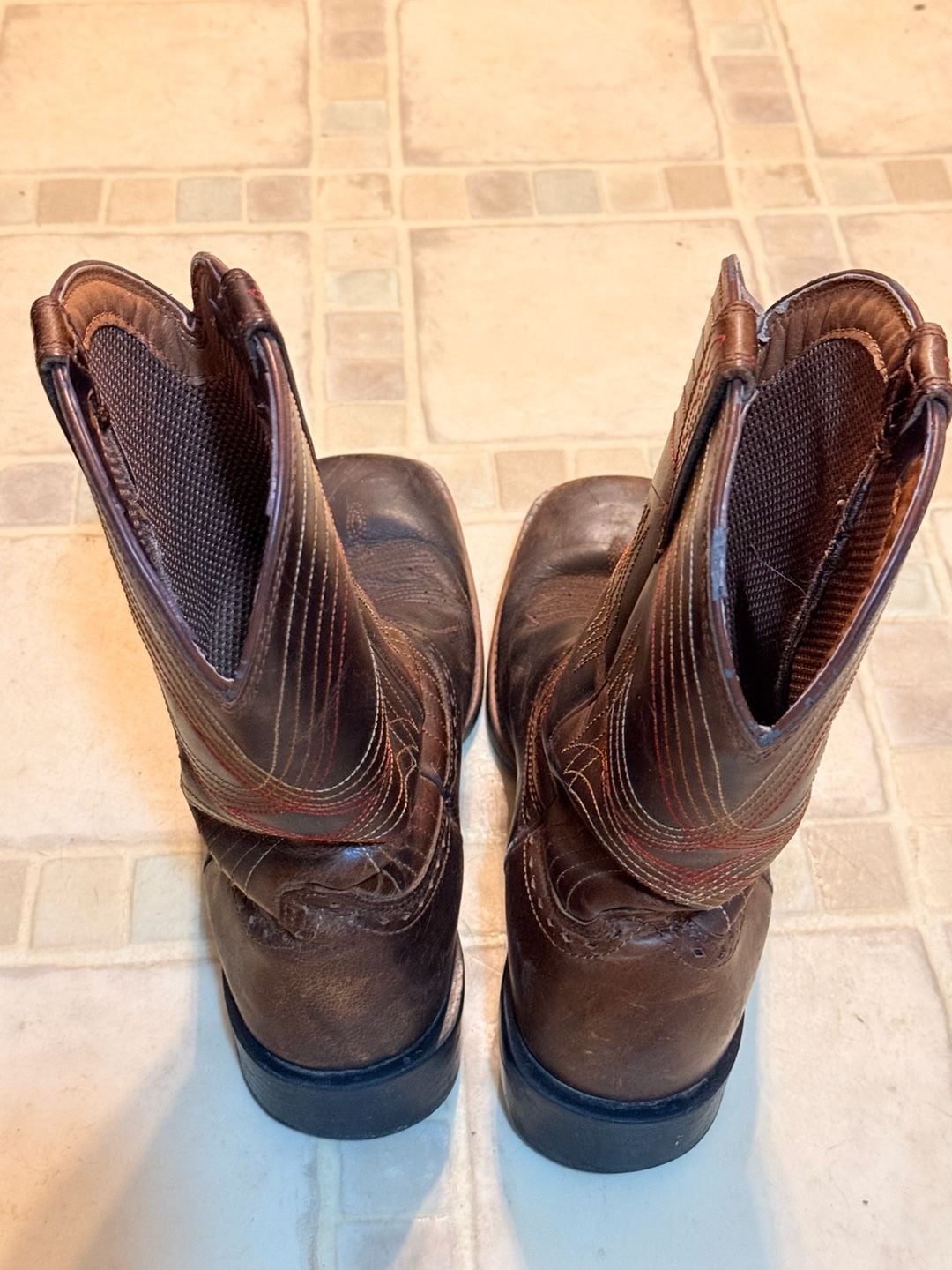 Ariat Sport Wide Square Toe Western Boots Brown Leather 10.5D
 10