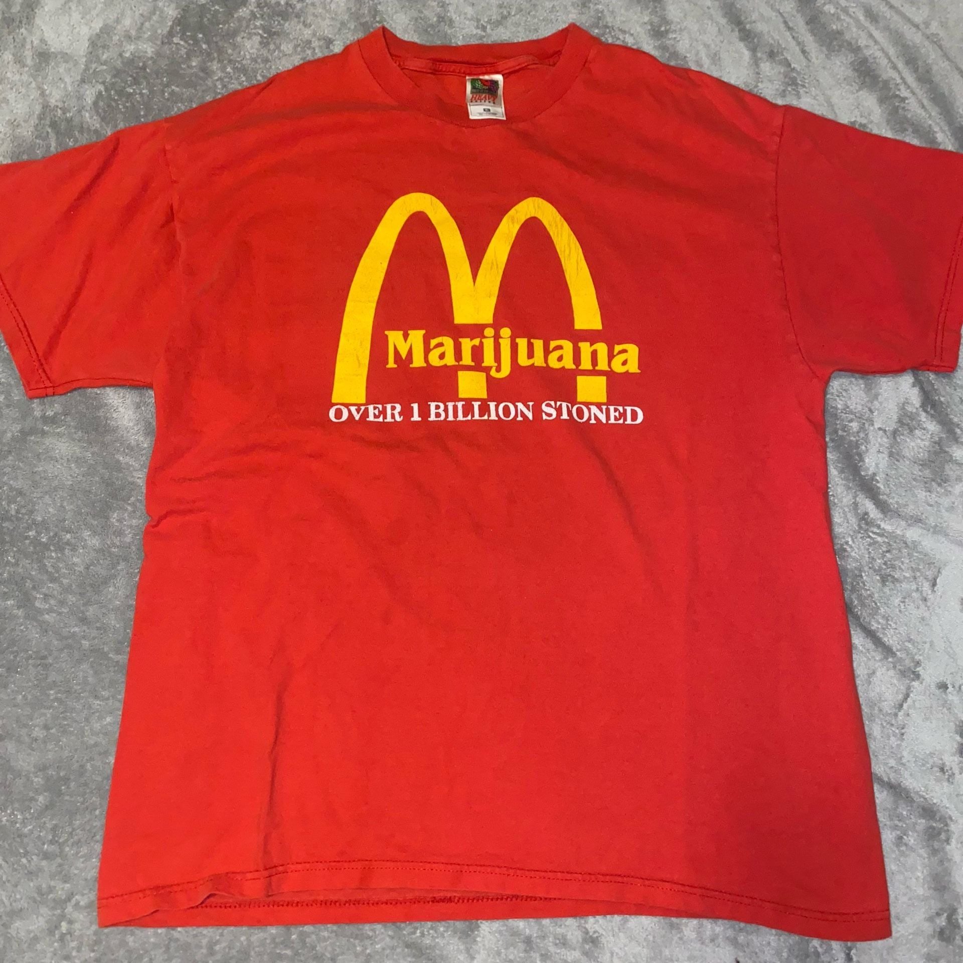 Fruit of the Loom McDonald's Marijuana T-Shirt Size XL Red Parody 420 3