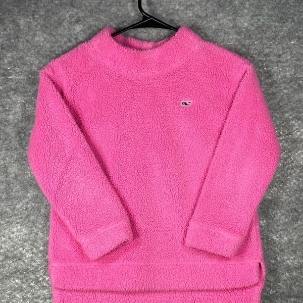 Vineyard Vines Kids Sherpa Fleece Pullover Size S (7-8 )Pink Mock Neck