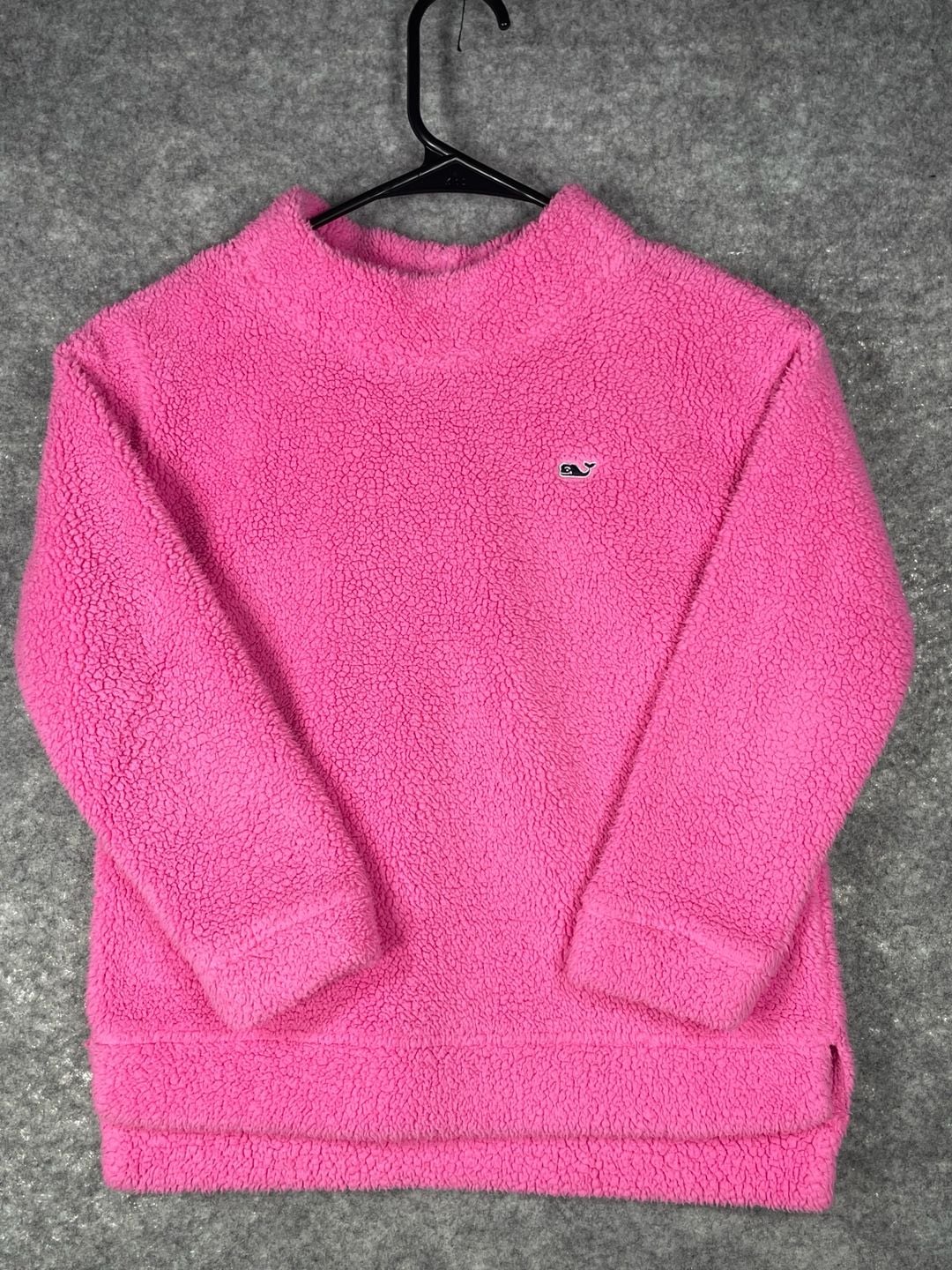 Vineyard Vines Kids Sherpa Fleece Pullover Size S (7-8 )Pink Mock Neck 3