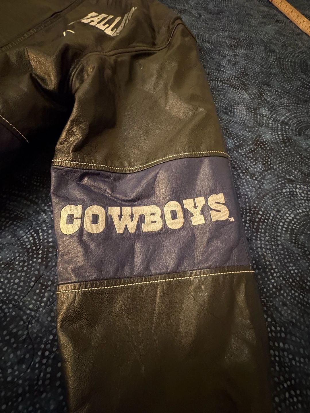 90’s Vintage G-III Carl Banks Dallas Cowboys Leather Jacket XL Black Blue NFL 12