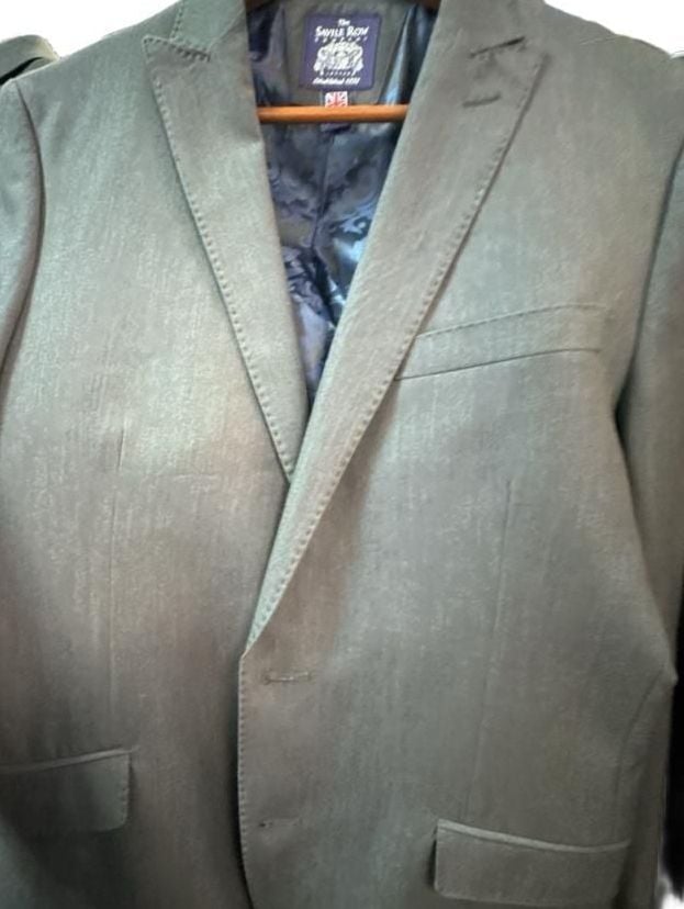 The Savile Row Company Suit Jacket Grey Blazer Brocade Lining Size 40R Medium 3