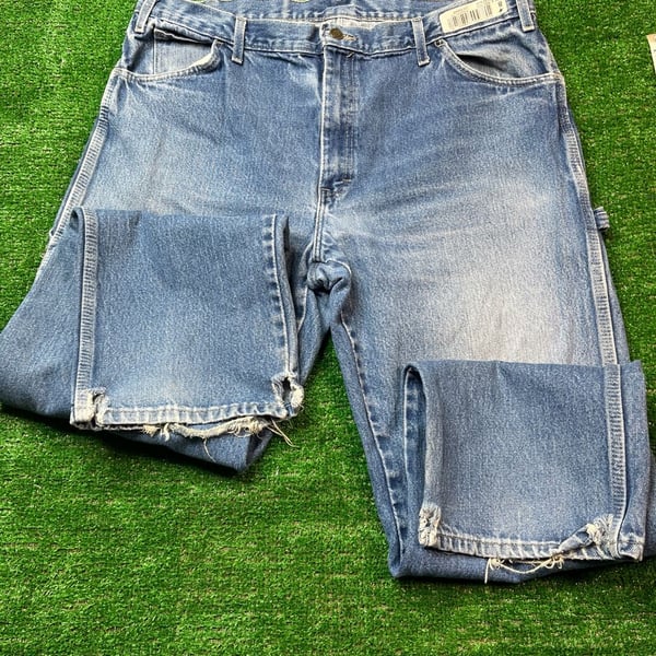 Wrangler Jeans Distressed Workwear Blue Denim