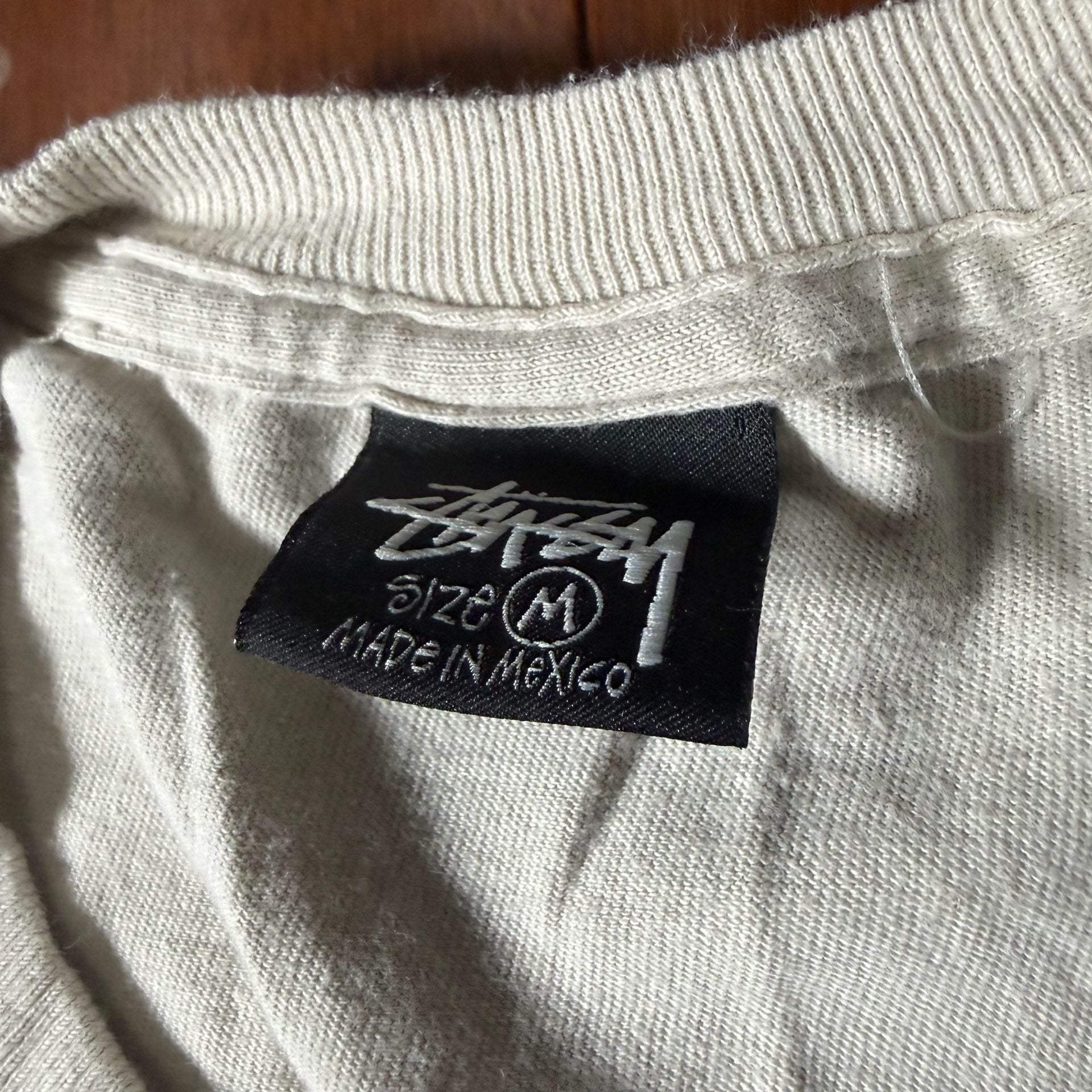 Stussy T-Shirt Size M Beige Cotton Crewneck Short Sleeve Tee 2