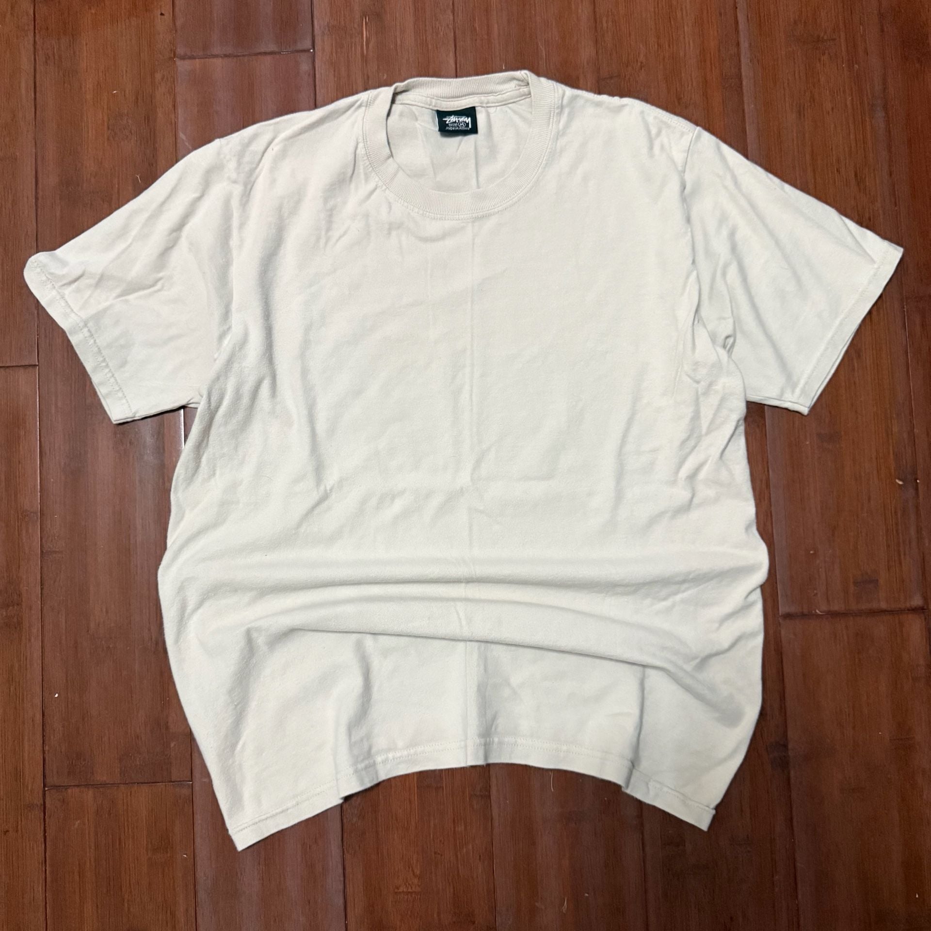 Stussy T-Shirt Size M Beige Cotton Crewneck Short Sleeve Tee 3