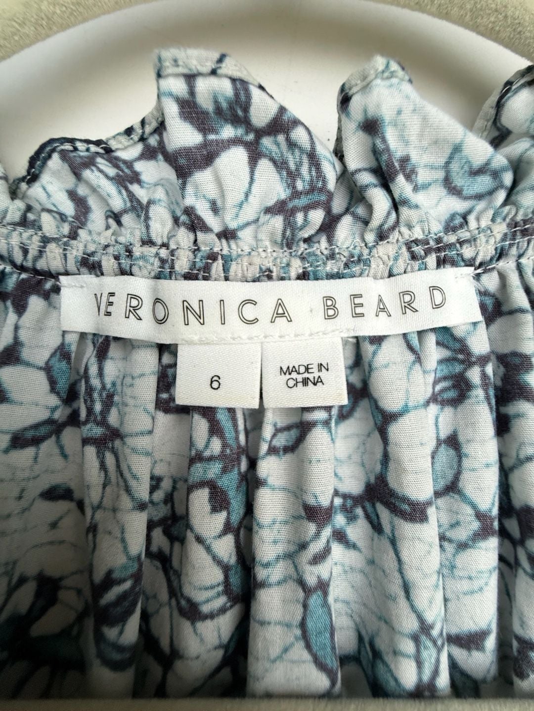 Veronica Beard Zee Dress Size 6 Blue Cream Cotton Mini 5