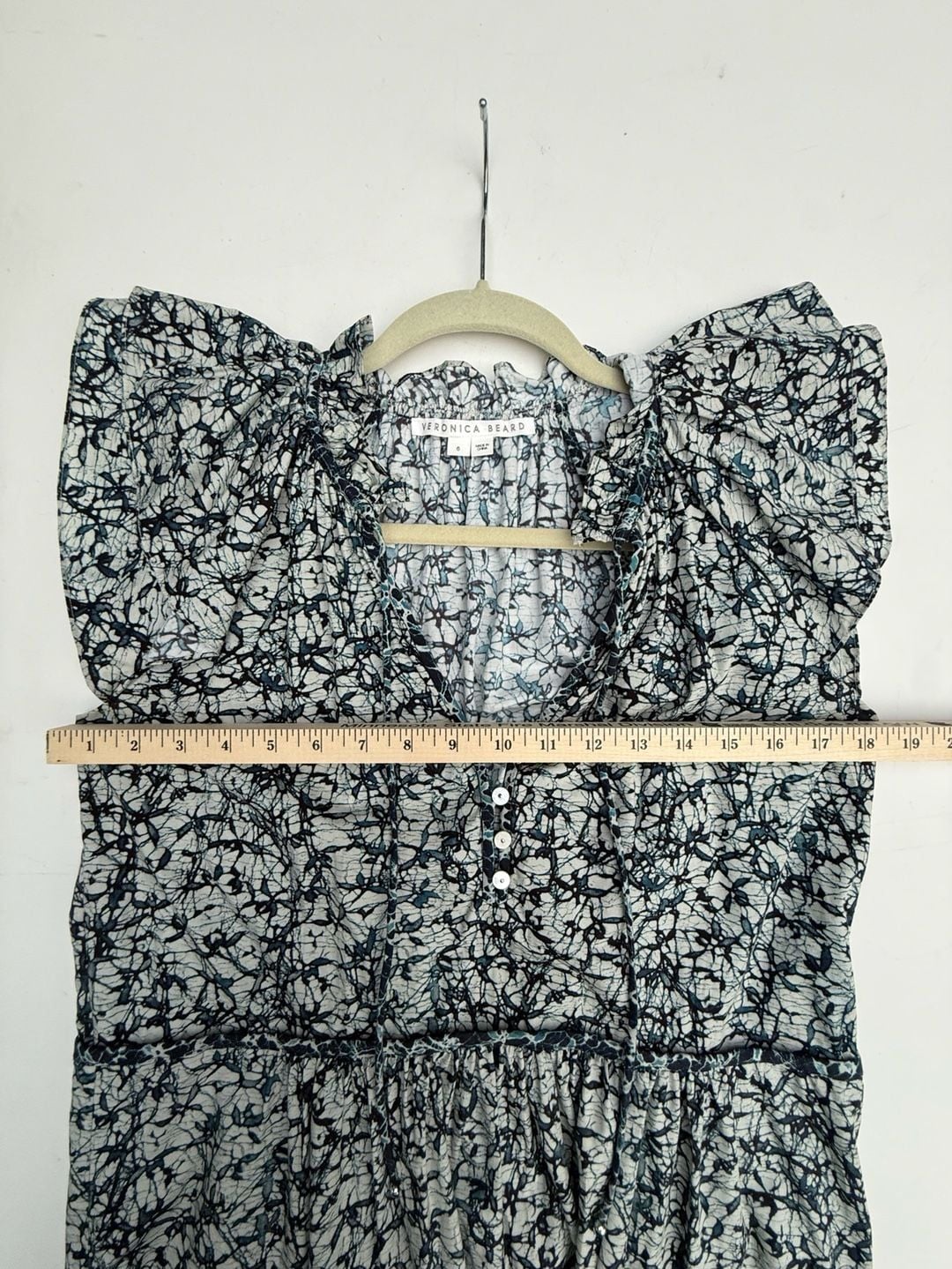 Veronica Beard Zee Dress Size 6 Blue Cream Cotton Mini 4