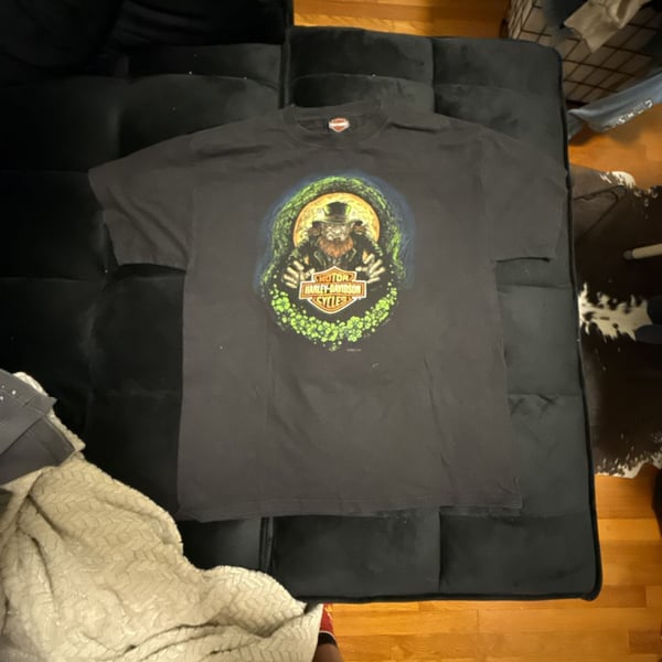 Harley-Davidson T-Shirt Size L Black Adamec St Augustine Leprechaun