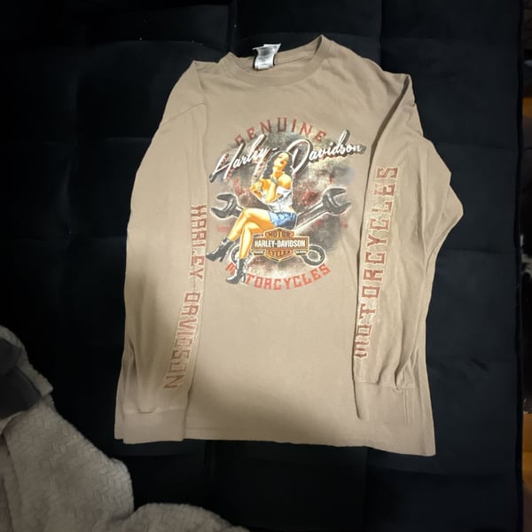 Harley-Davidson San Juan Puerto Rico Long Sleeve T-Shirt Size L Tan