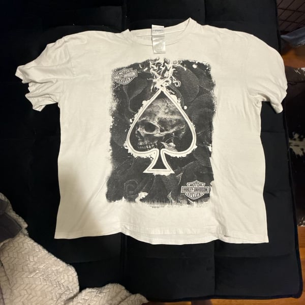 Harley-Davidson Monadnock Ace of Spades Skull T-Shirt Size 2XLARGE White