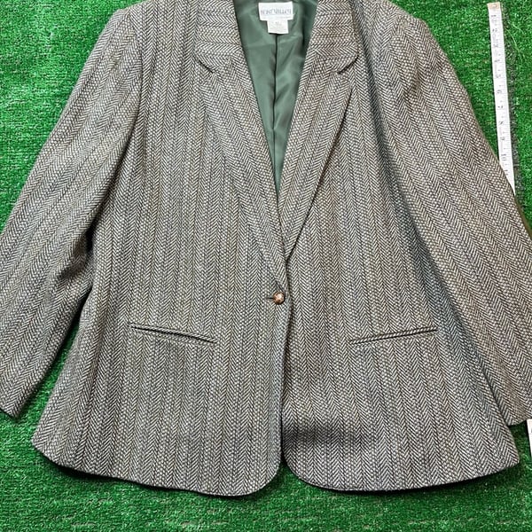 Hunt Valley Blazer Size 12 Tweed Herringbone Wool Jacket