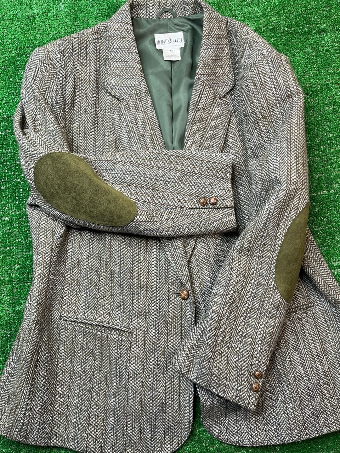 Hunt Valley Blazer Size 12 Tweed Herringbone Wool Jacket 5