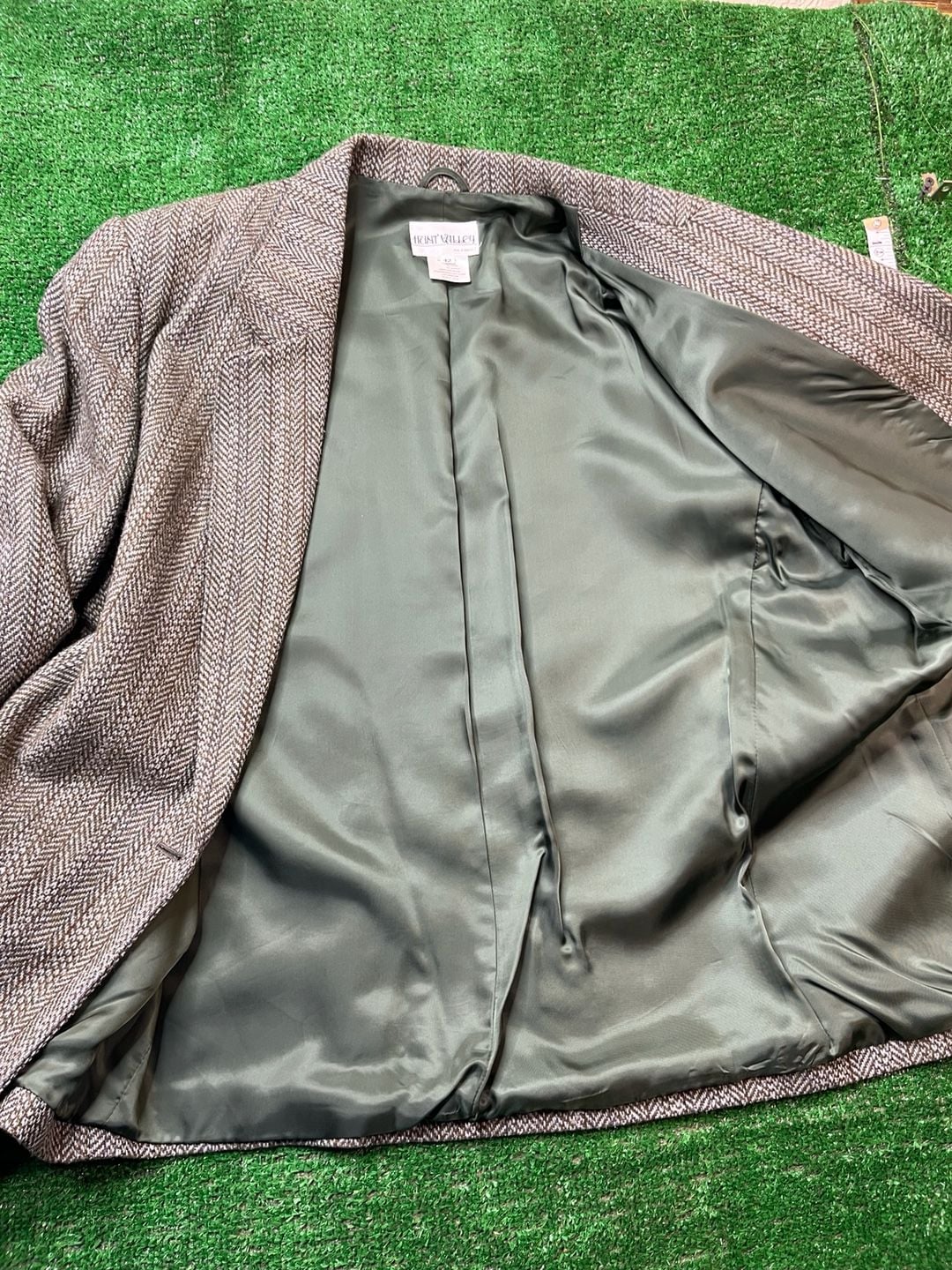 Hunt Valley Blazer Size 12 Tweed Herringbone Wool Jacket 7