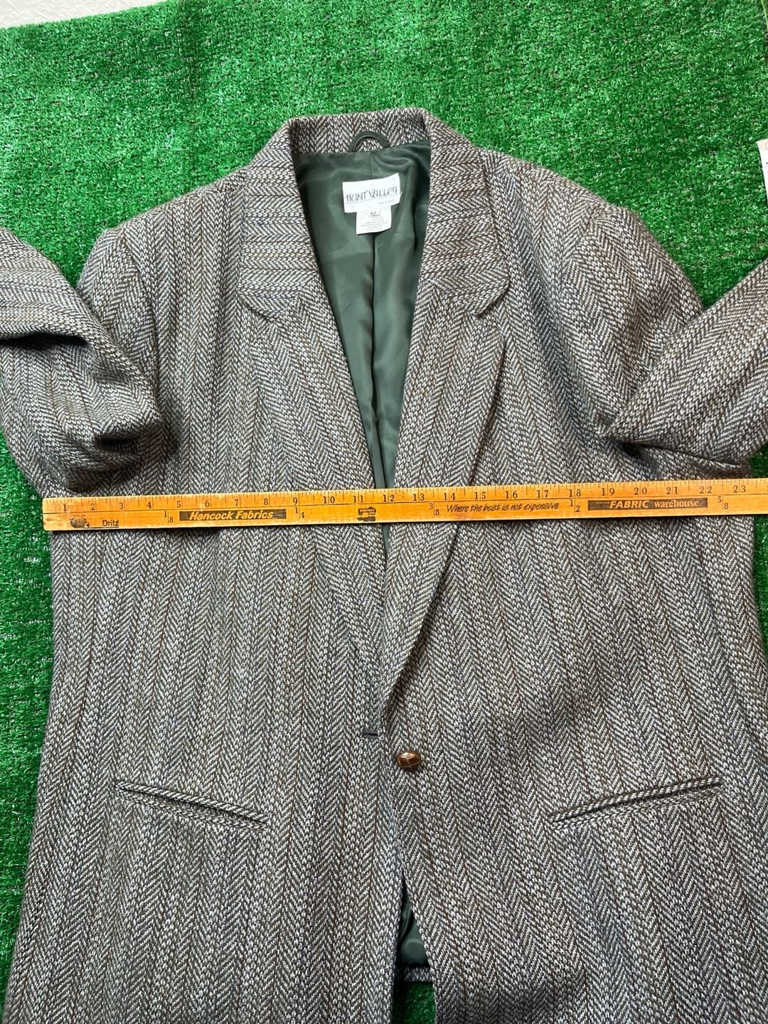 Hunt Valley Blazer Size 12 Tweed Herringbone Wool Jacket 10