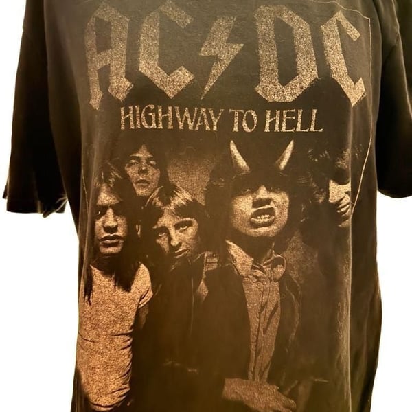 AC/DC Highway To Hell T-Shirt Size L Black Rock Band Tee