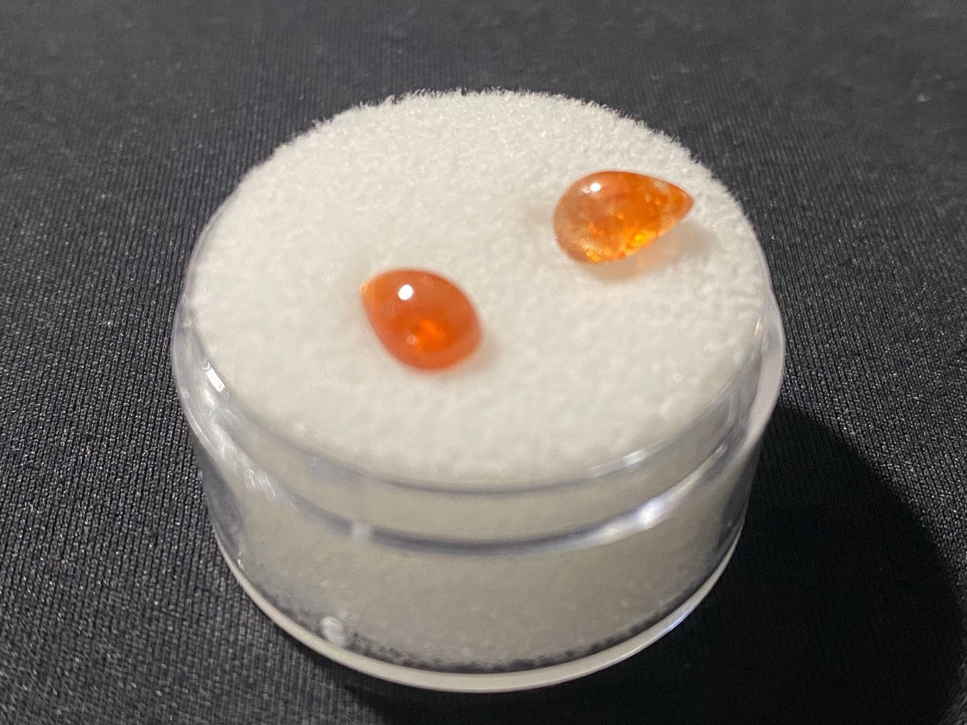 Shepherd Gemworks Sunstone 1.24 CT Orange Pear Cabochon Gemstone Pair 1
